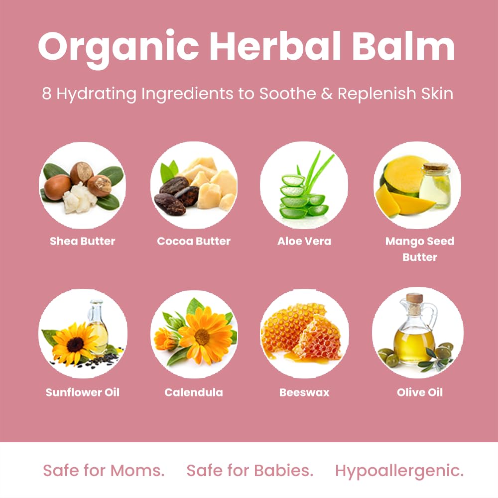 Organic Nipple Butter for Breastfeeding Mothers | Lanolin Free Nipple Cream, Safe for Nursing Moms & Babies | No Need to Wash Balm for Dry Skin & Breast Feeding, Breastfeeding Essentials