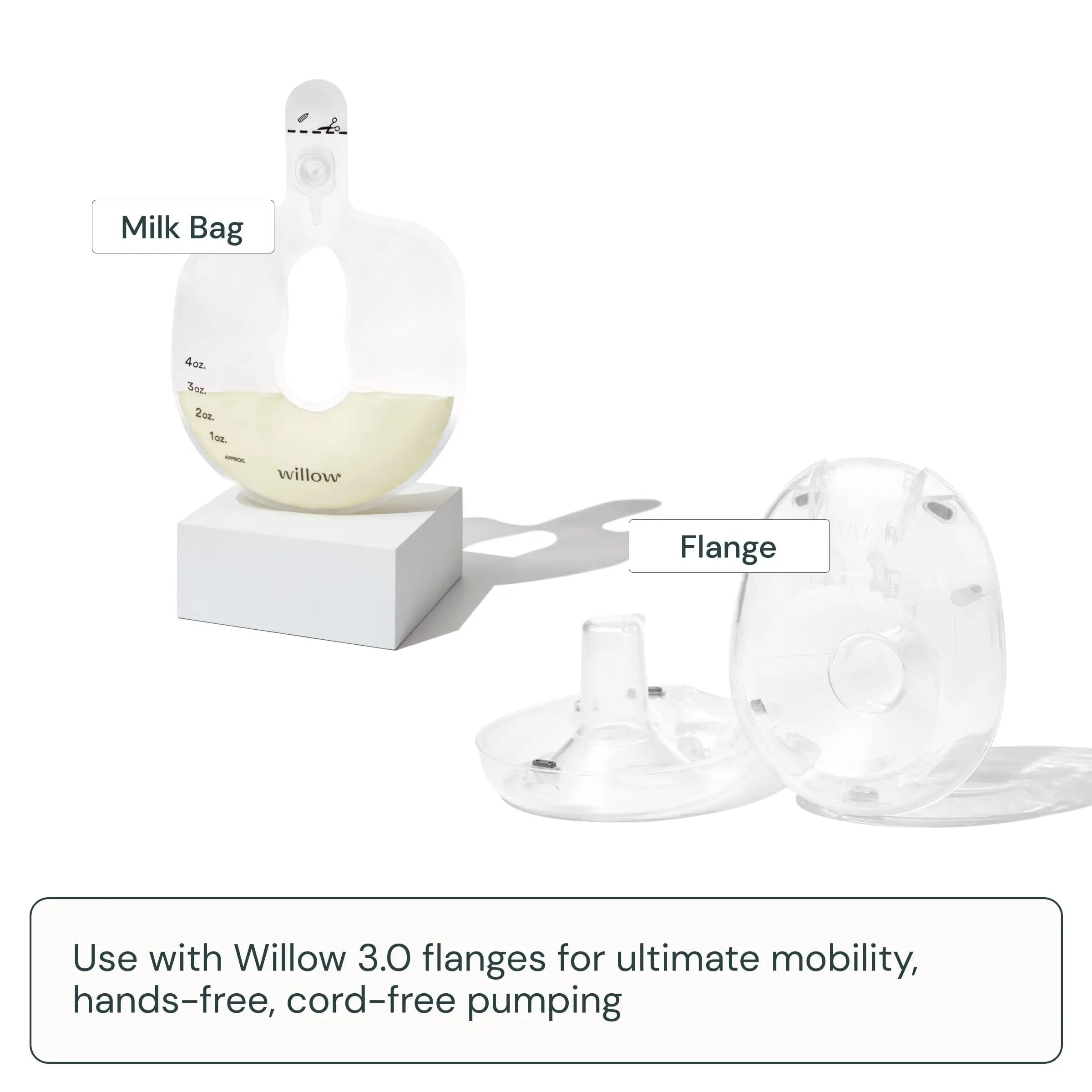 Willow - 360 Pump Spill-Proof Breast Milk Bags - 48 Ct - Holds 4 oz. Per Self-Sealing Storage Bag - Compatible with Willow 360 or 3.0 Wearable Hands Free Breast Pump