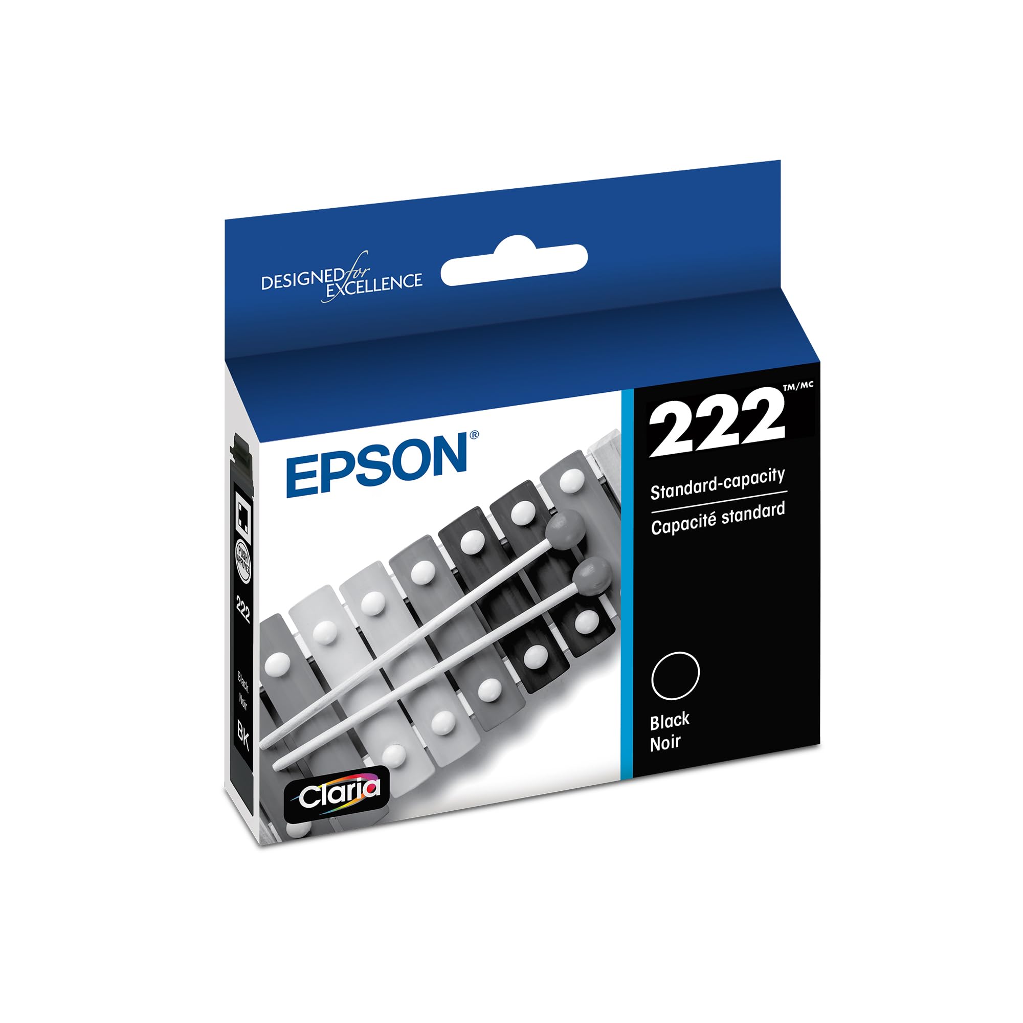 Epson 222 Claria Tintenpatrone Standardkapazität Schwarz (T222120-S) Funktioniert mit Workforce WF-2960, Expression XP-5200