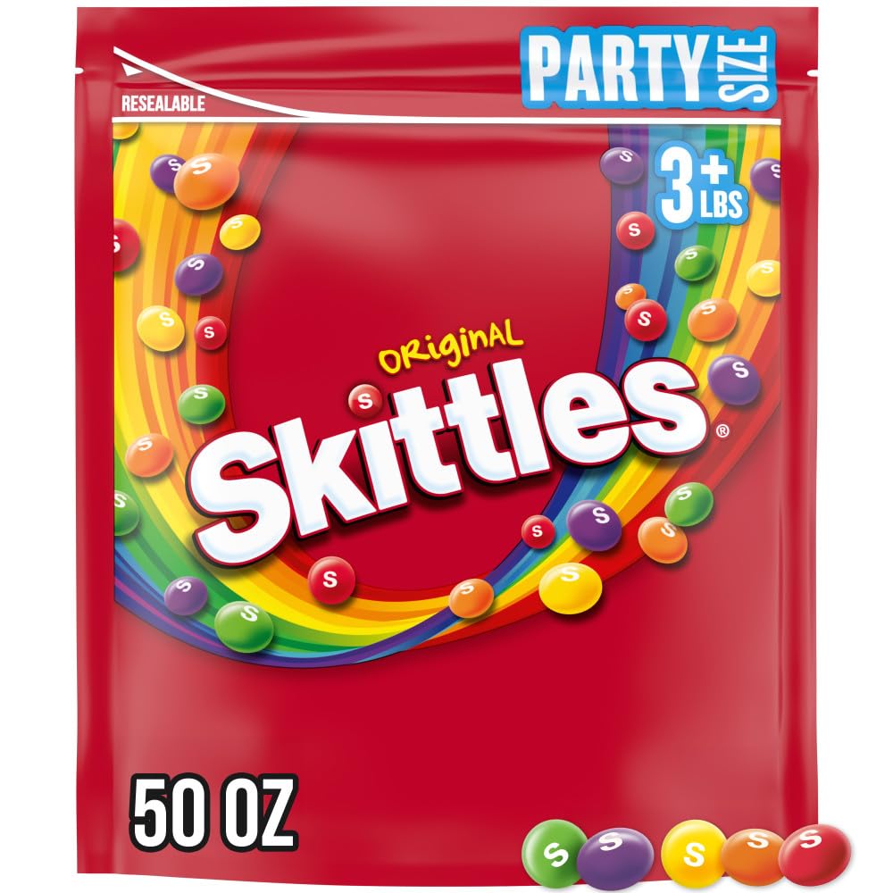SKITTLES Original Sommer Kaubonbons, Partygröße, 1,42 kg wiederverschließbare Großpackung