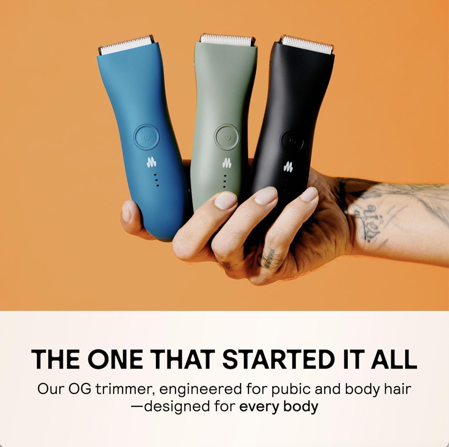 MERIDIAN The Trimmer Original - Body Hair Trimmer for Men, Electric Shaver for Pubic Hair, Chest, Legs & Bikini, Waterproof & Rechargeable, Sage