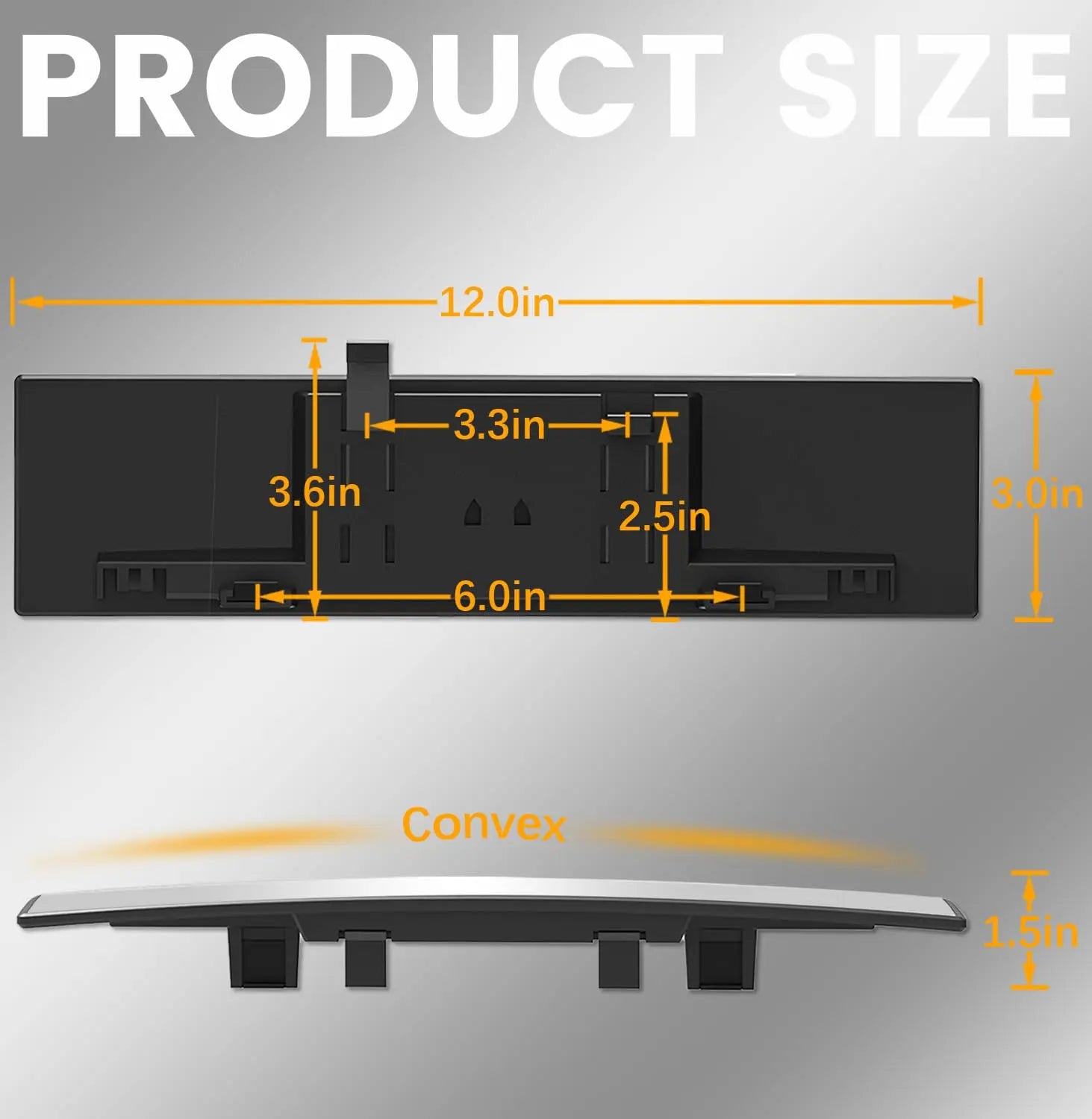 HmmtyRack Rear View Mirror, Chrome Anti-glare Panoramic Rear Mirrors Universal 12 Inch Convex Car Interior Clip on Extra Big Wide Angle Rearview Mirror Extender to Reduce Blind Spot for Car SUV Trucks