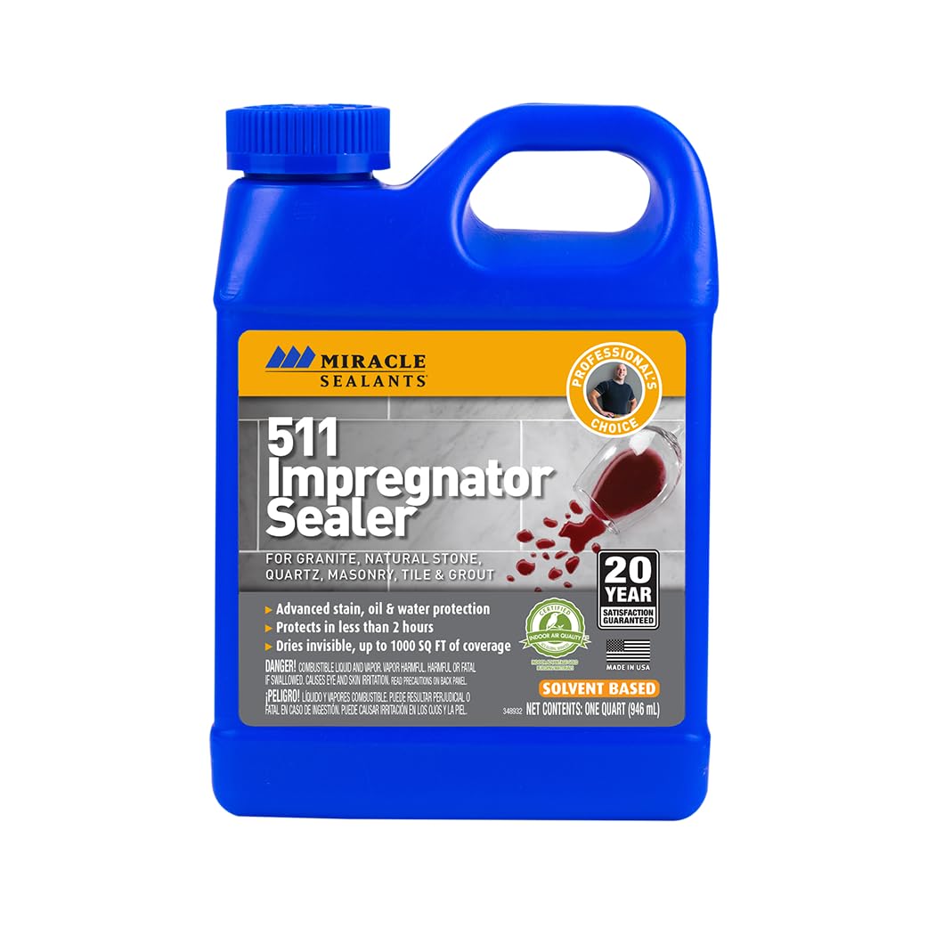 Miracle Sealants 511 Impregnator Advanced Penetrating Sealer for Countertops, Stone, Tile & Grout, Quart