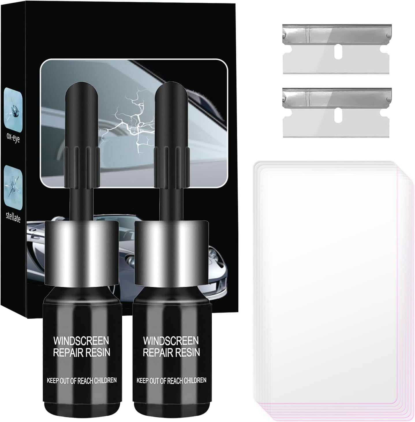 Windshield Crack Chip Repair Kit Quick Fix Car Windows Glass Tool 2 Bottles Used for Scratches
