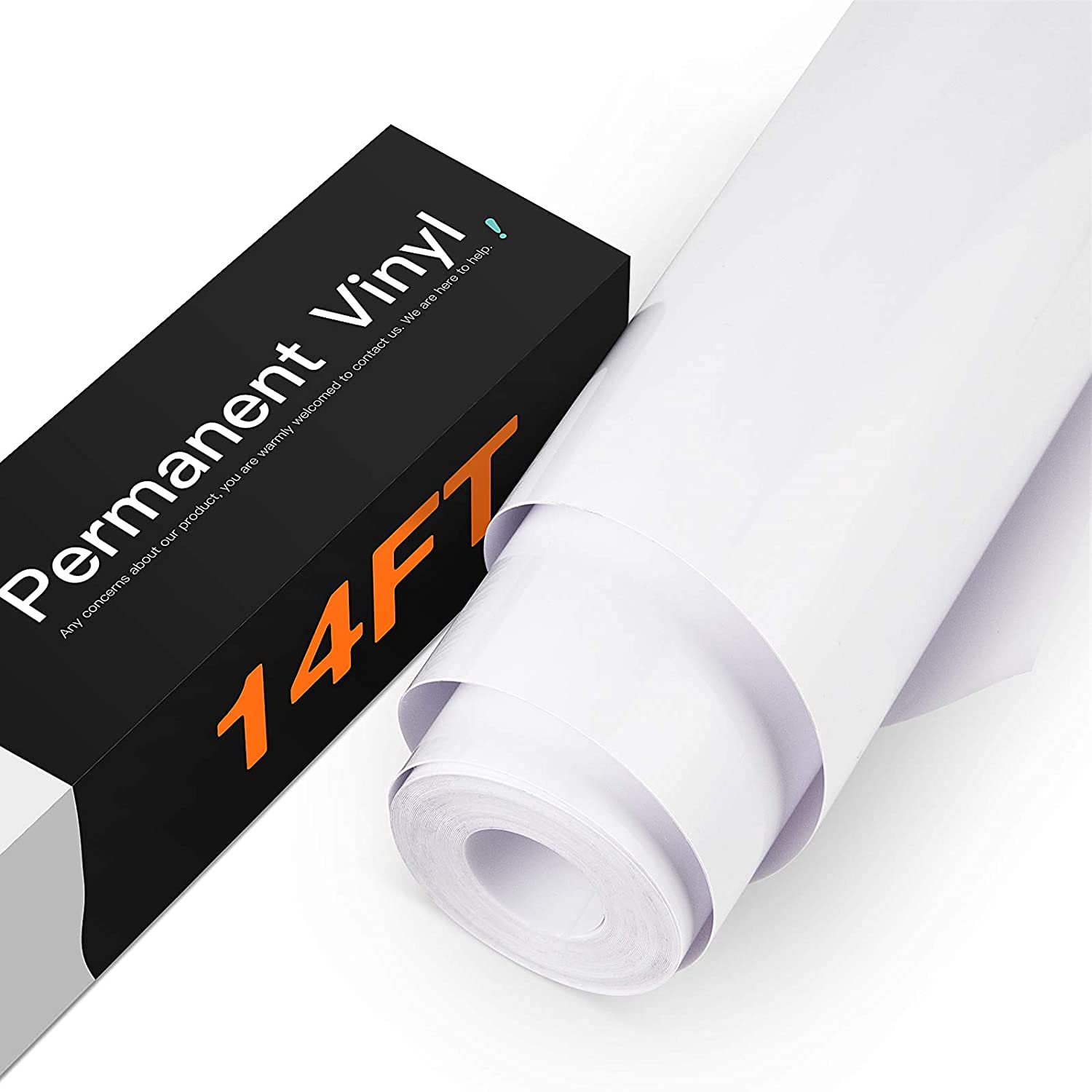 HTVRONT Weißes permanentes Vinyl, 30,5 cm x 4,26 m selbstklebende weiße Vinylrolle, kompatibel mit Cricut-Schneidemaschine, Silhouette, Cameo-Schneideplotter, Schilder, Scrapbooking, Basteln, Stanzmaschinen (glänzend)