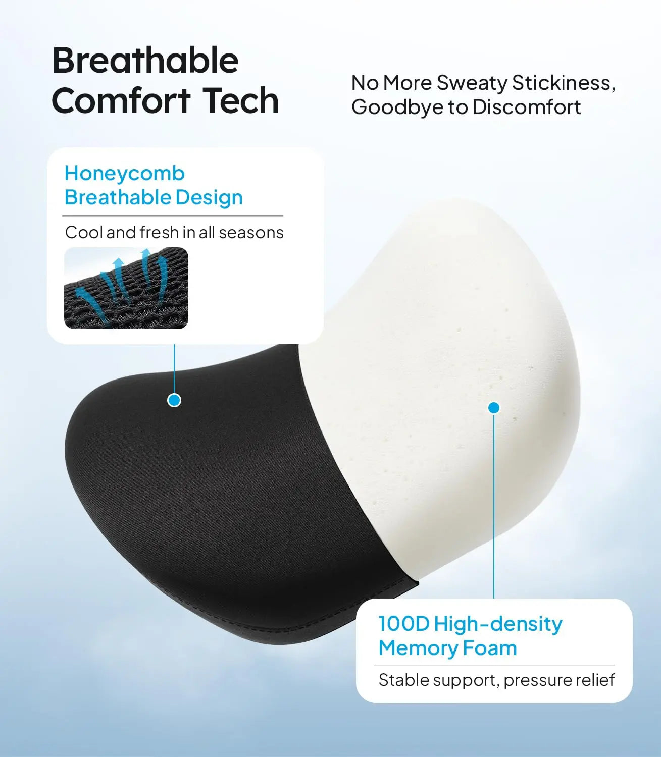 Wigoo 2025 Upgrade Car Neck Pillow [No More Pressure, Odorless] Soft Car Headrest Pillow with Adjustable Strap Removable Cover 100% Memory Foam, Fits All Vehicles (Black 2-Pack)