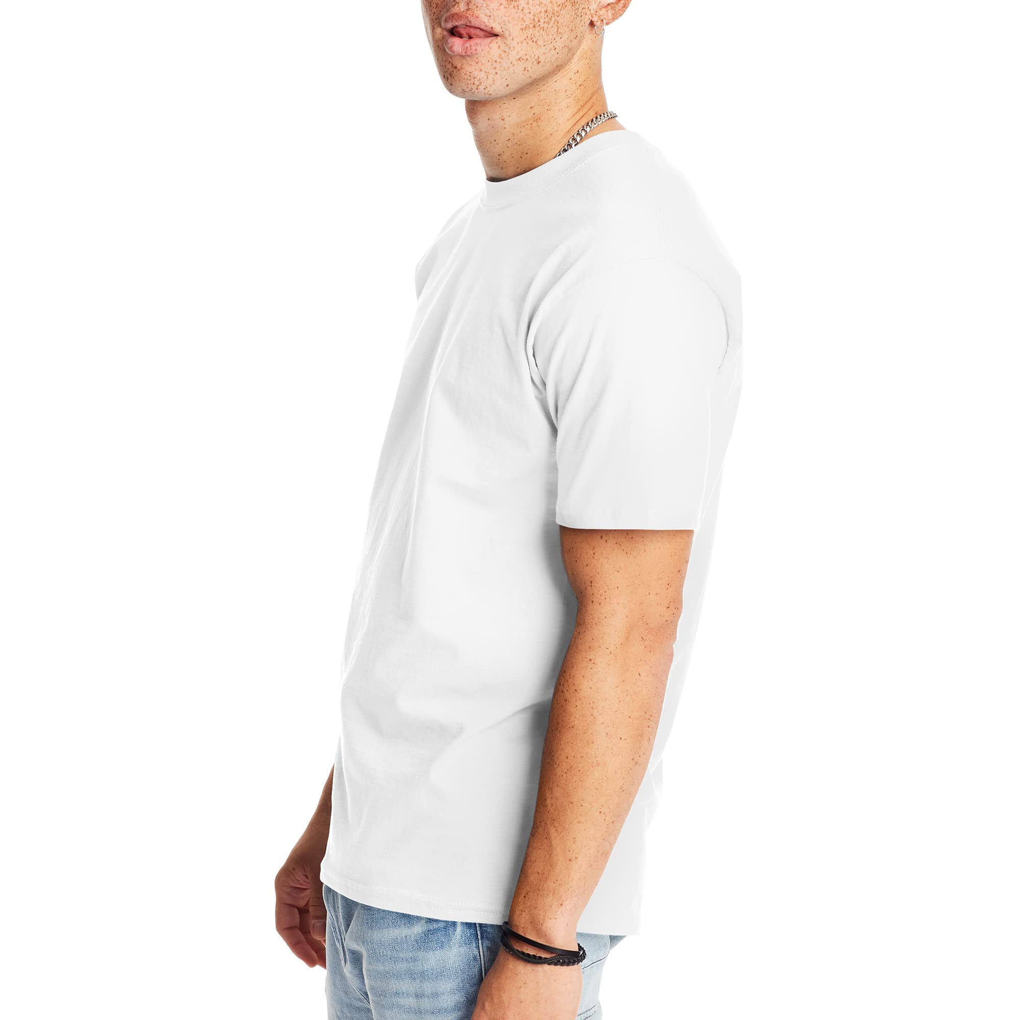 Hanes Mens Beefyt T-shirt, Heavyweight Cotton Crewneck Tee, 1 Or 2 Pack, Available In Tall Sizes Fashion-t-shirts, White - 1 Pack, Large US