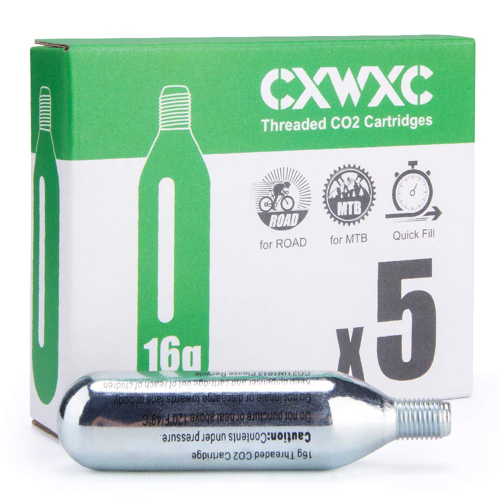 16g/25g Threaded CO2 Cartridges for Bike Tires - Cartridge for CO2 Inflator with Threaded Connection, CO2 Pump for Road and Mountain Bikes