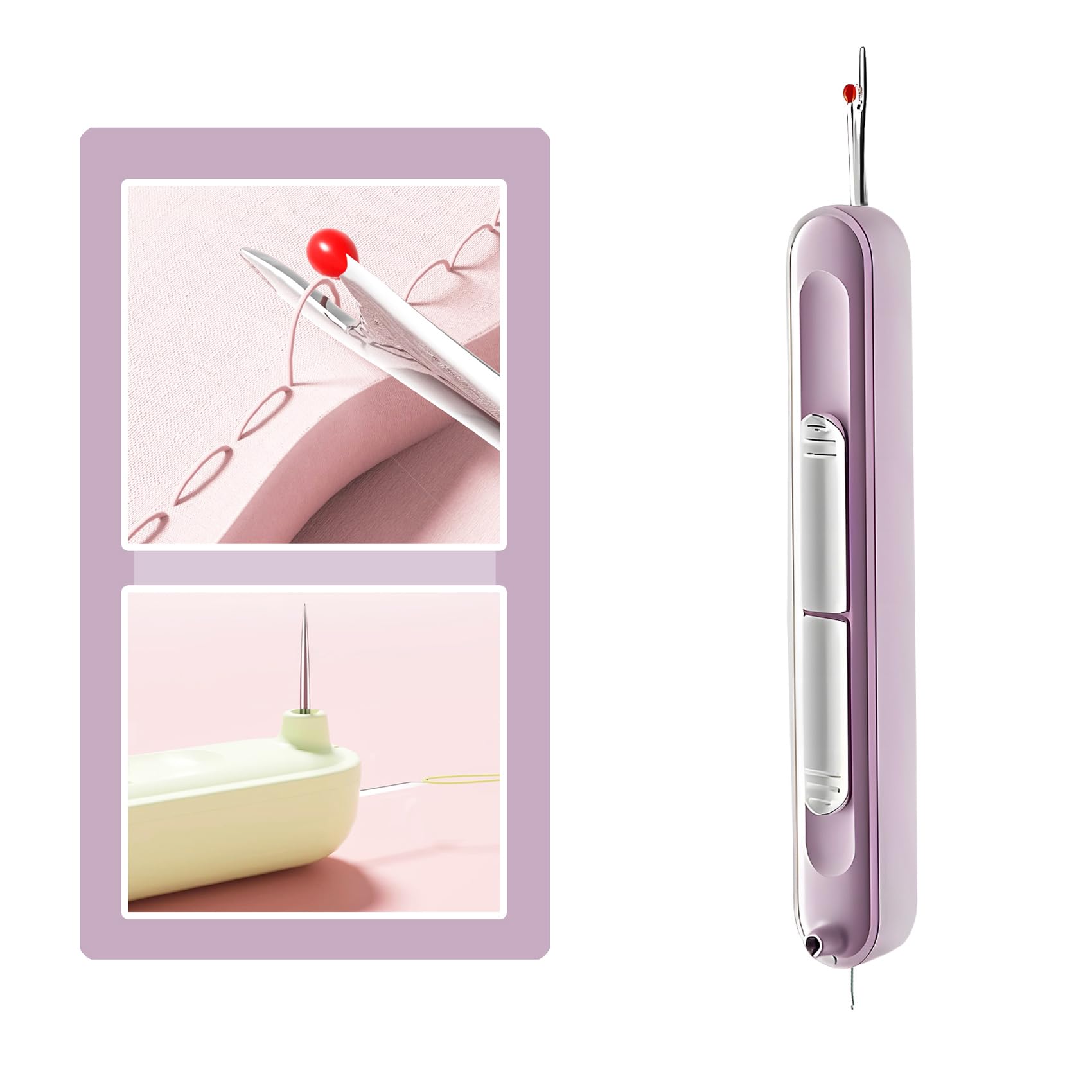 Verbesserte 2-in-1 automatische Nadeleinfädler, Nahttrenner, Nähzubehör-Set, schnelle Nähmaschinen-Schlaufen-Nadeleinfädler (1 Stück – Lila)