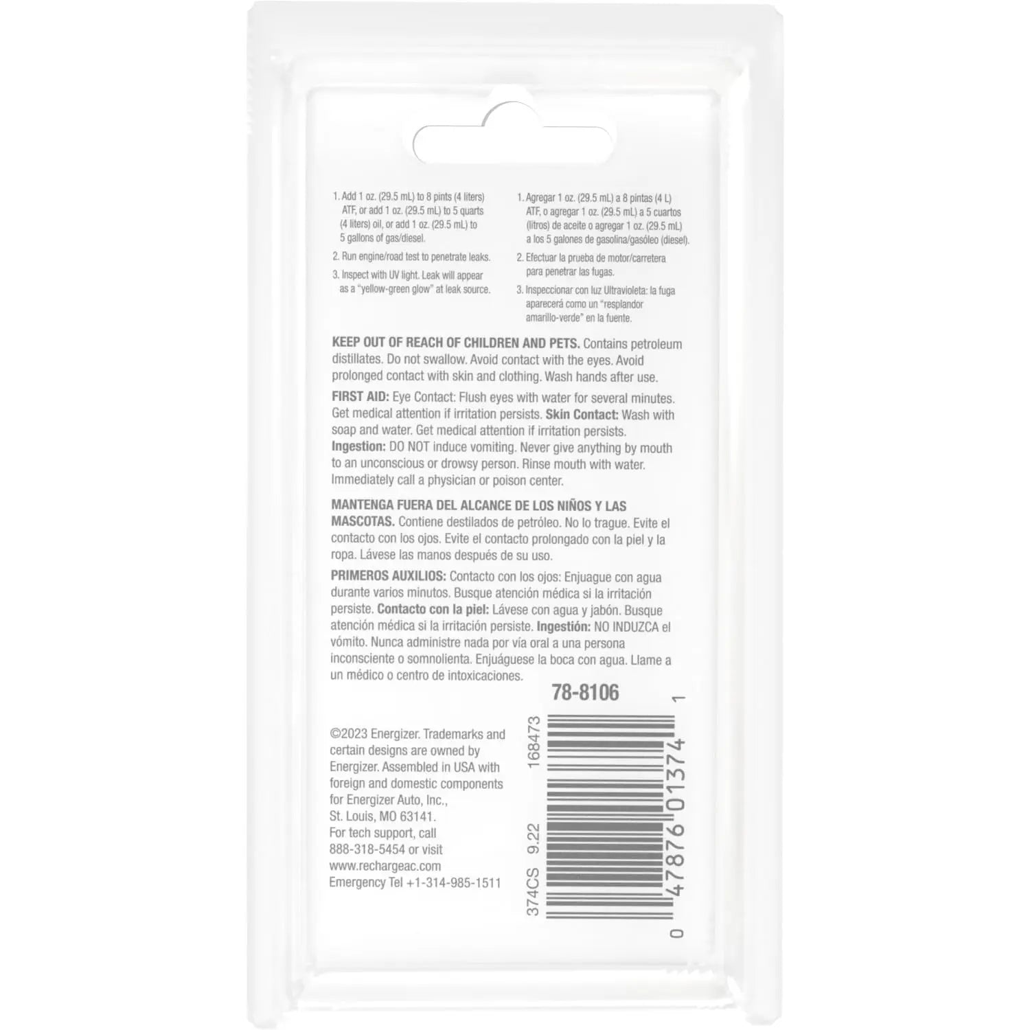 A/C Pro Certified Auto Pro Oil and Fuel System UV Dye Leak Detection for Cars & Trucks & More, 1 Oz, 374CS, Universal