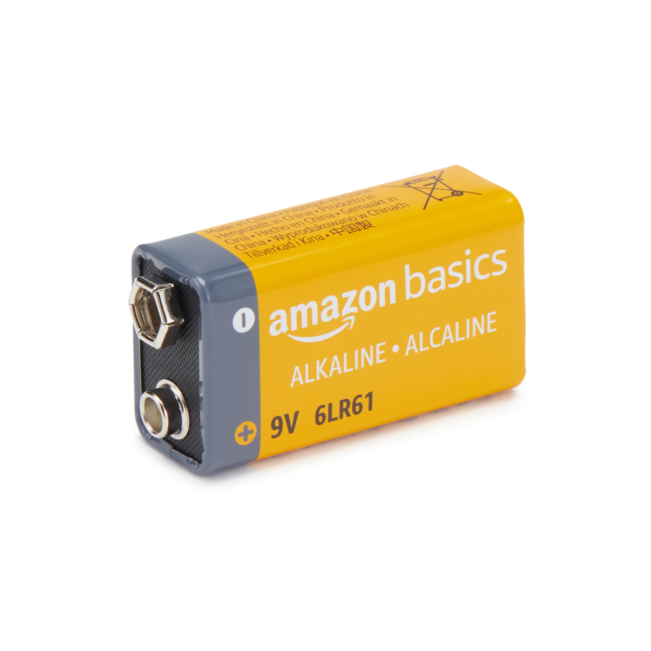 Amazon Basics 4-Pack 9V Alkaline Batteries, 5-Year Shelf Life - for Smoke/CO Detector, Electronics & Audio