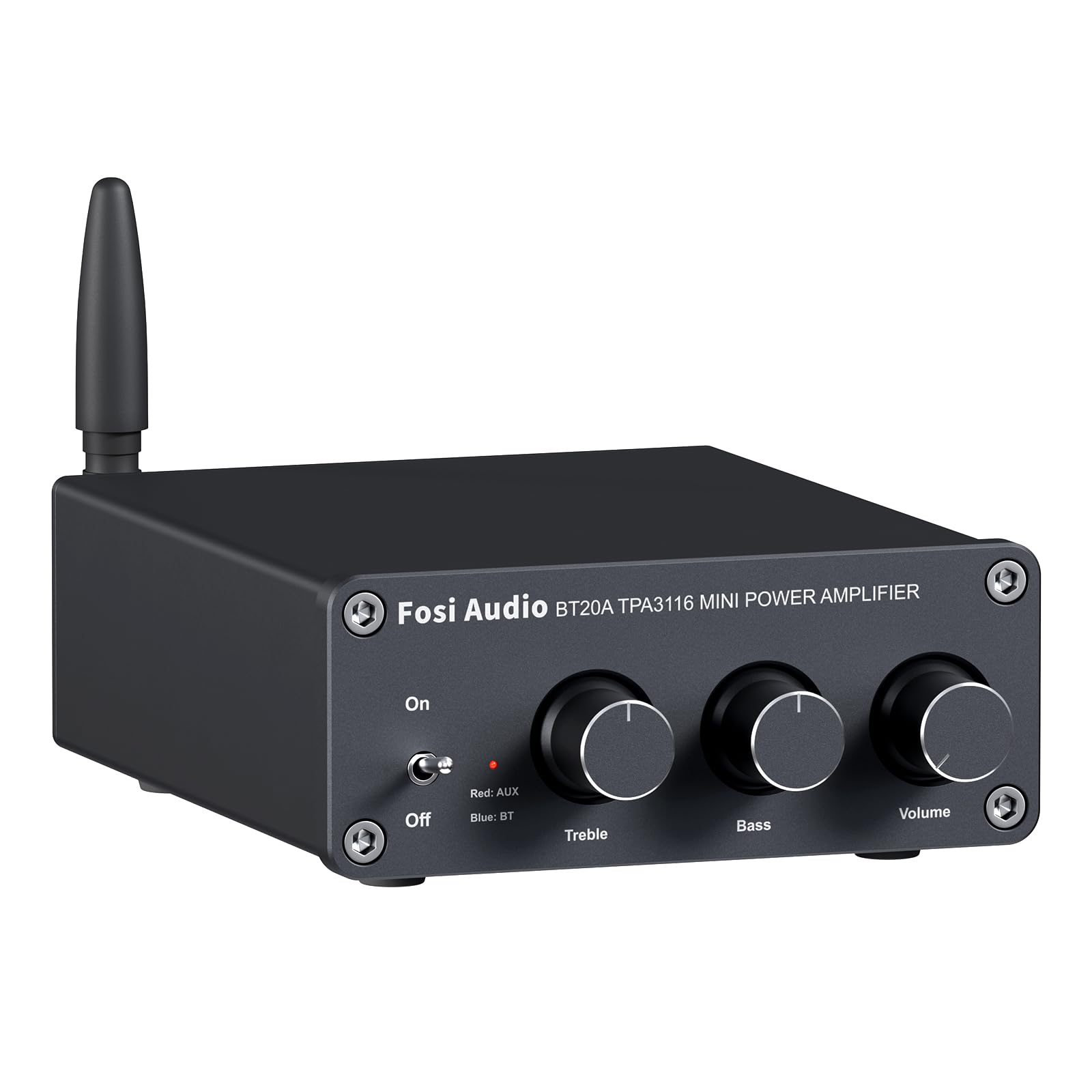 Fosi Audio BT20A Bluetooth-Stereoverstärker, 2-Kanal-Heim-Audio-Komponenten-Verstärker für passive Lautsprecher, Mini Class D Amp Receiver 200W für Innen-/Außen-/Garage-/Decken-/Regallautsprecher