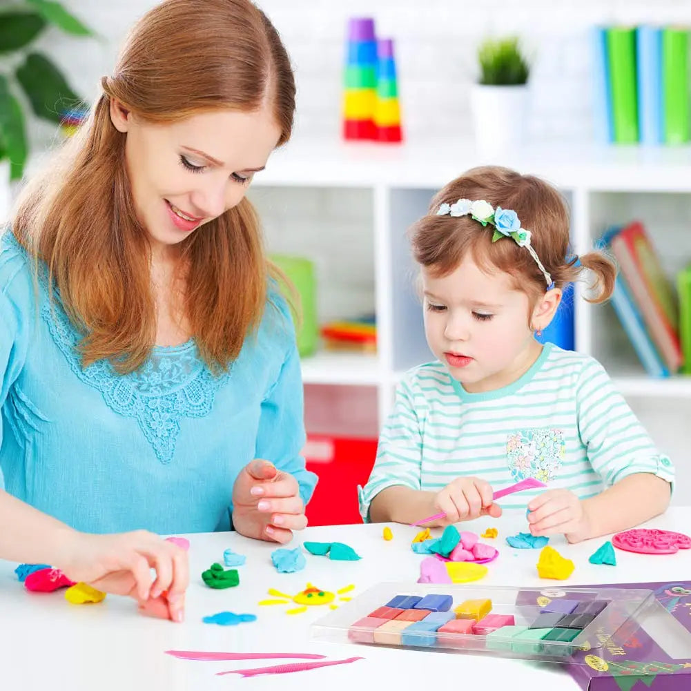 CiaraQ 24 Colors Small Block Polymer Clay Starter kit, Oven Bake Clay, CPSC Conformed Non-Toxic Molding DIY Clay, Great for Kids, Beginners