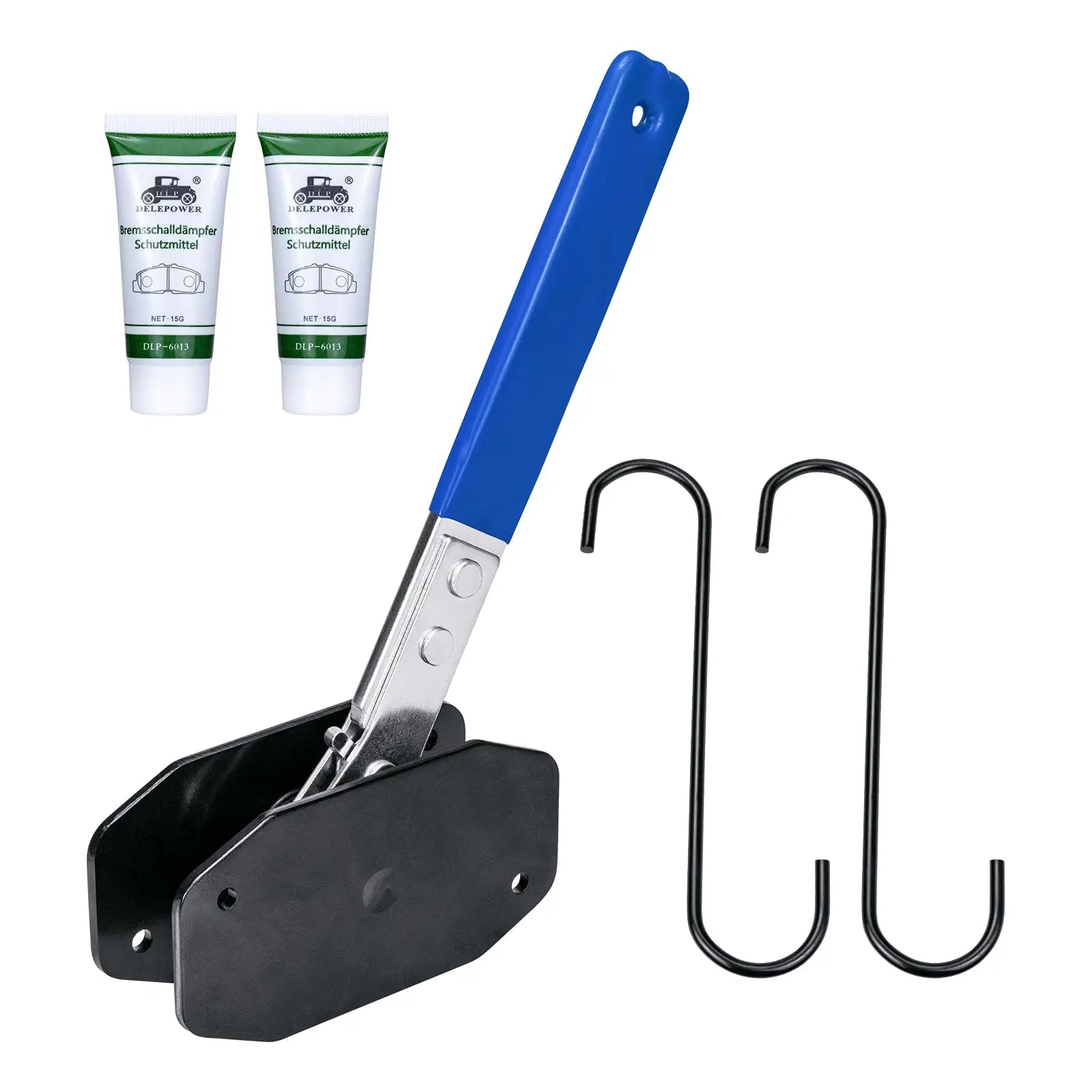 Brake Caliper Compression Tool with 2 Brake Caliper Hooks, 2 Brake Disc Lubricant, 5 in 1 Professional Caliper Piston Compressor Tool Brake Pad Spreader for Single/Twin/Quad Piston Calipers, Blue