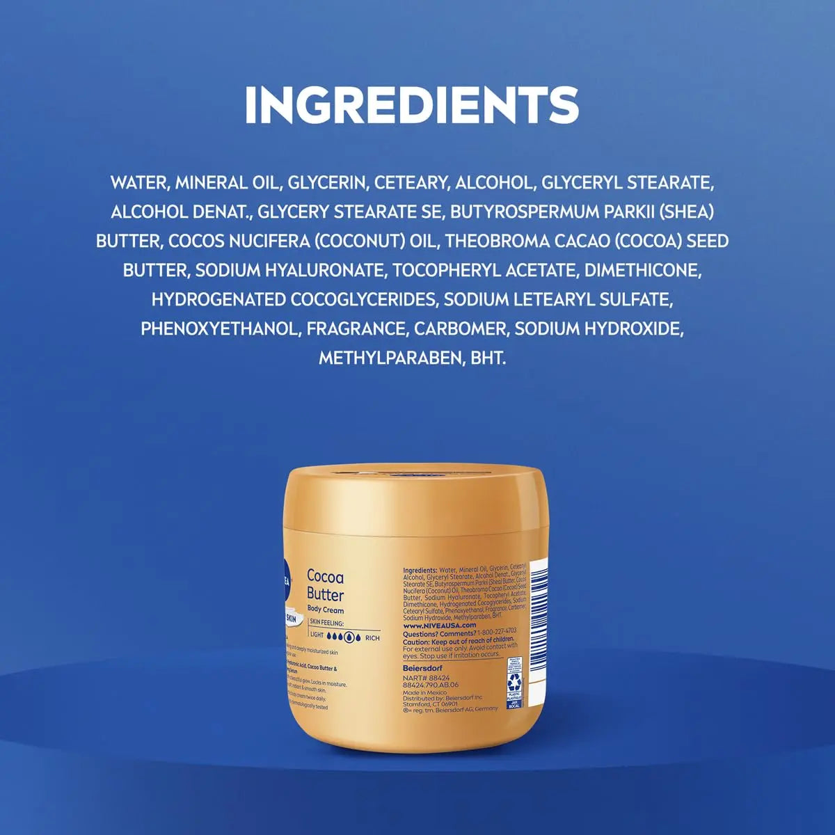 NIVEA Cocoa Butter Body Cream with Deep Nourishing Serum, Cocoa Butter Cream for Dry Skin, 16 Ounce Jar