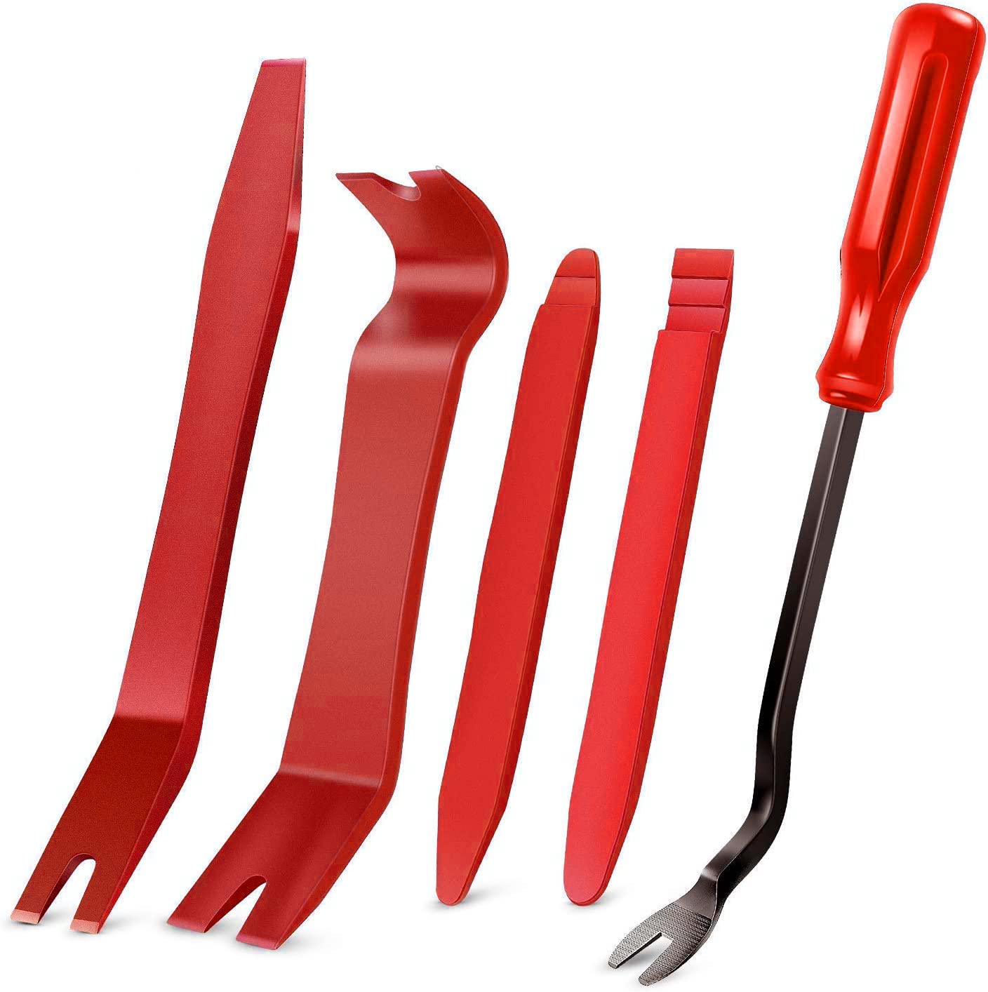 GOOACC 5-teiliges Nylon Auto Trim Removal Tool Kit, kratzfreies Ausbauwerkzeug-Set für Autoverkleidung & Audio-Armaturenbrett Demontage, Rot