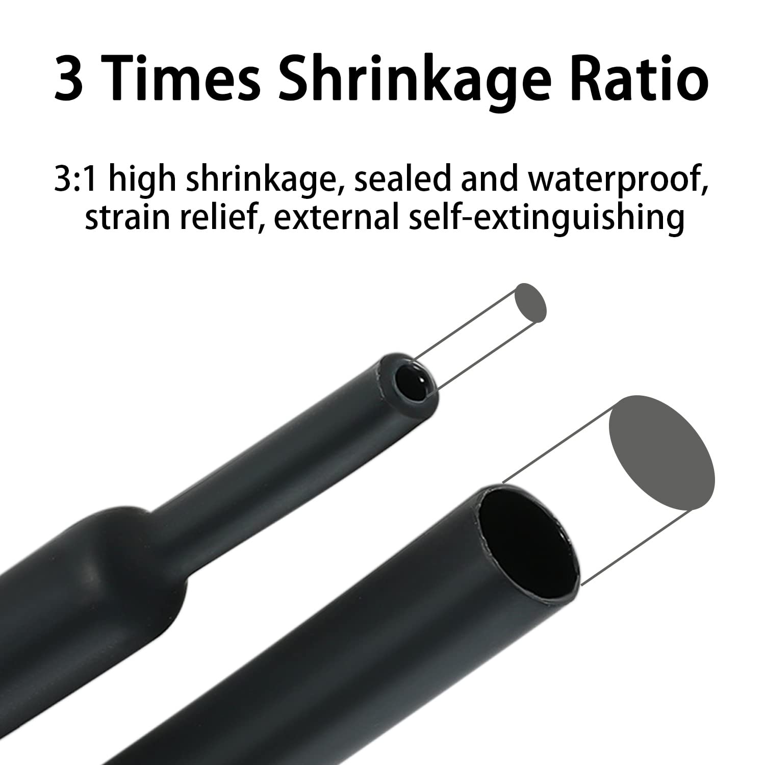 ALEKOR Heat Shrink Tubing Kit - 3:1 Ratio Adhesive Lined, Marine Grade Shrink Wrap Industrial Heat-Shrink Tubing - 240 PCS