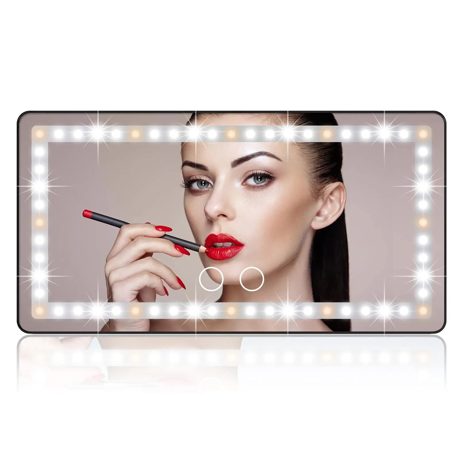 Car Sun Visor Vanity Mirror, with 3 Light Modes & 60 LEDs - Rechargeable Dimmable Clip-on Rear View Sun-Shading Cosmetic Makeup Mirror, Universal for Car SUV(Black)