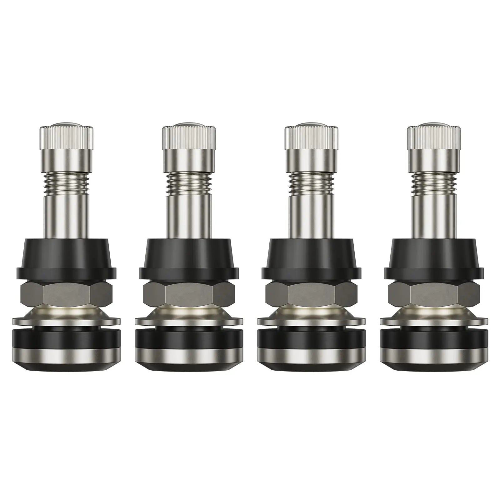 CKAuto 4 Pieces TR416 Metal Valve Stems Outer Mount Fits .453" & .625" Rim Holes Long 1 1/2", Silver