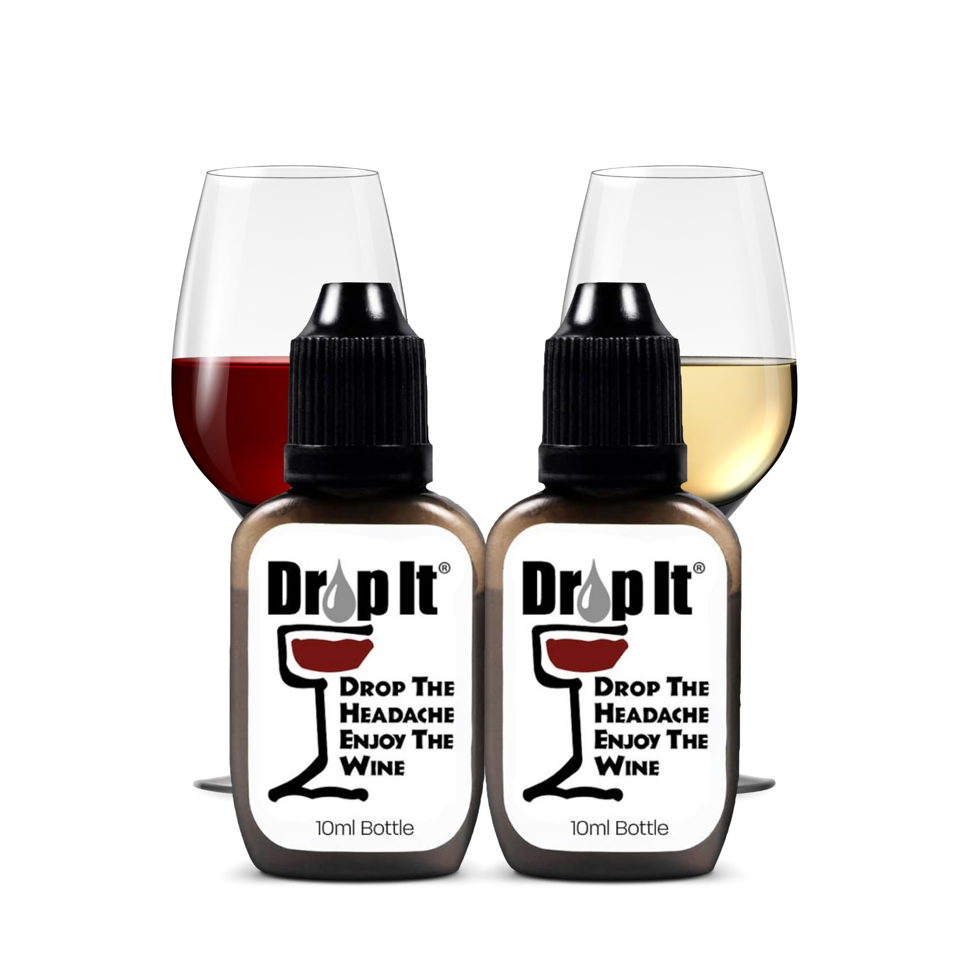 Drop It Weintropfen, Original – 10 ml, 2er-Pack – Reduziert auf natürliche Weise Sulfite und Tannine in Rot-, Weiß- und Schaumweinen – Tragbar, einfach anzuwenden – Behandelt bis zu 55 Gläser/9 Flaschen Wein pro Packung – Hergestellt in den USA