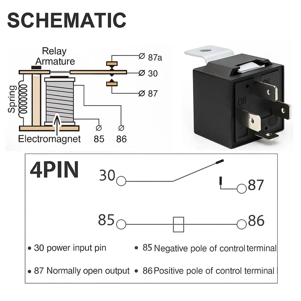 Gebildet 2pcs JD1912 Car Relay Harness 12V 40A 4 Pin SPST 12AWG Harness Sockets with Built-in Diode for Automotive Truck Van Motorcycle Boat