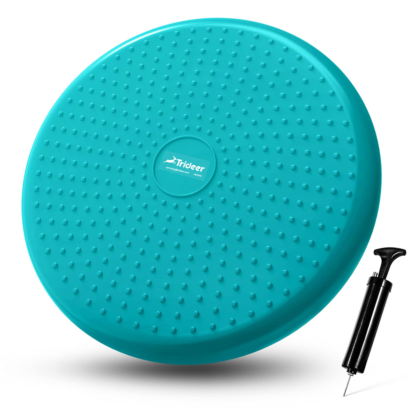 Trideer Inflated Wobble Cushion - Wiggle Seat for Sensory Kids(Multiple Colors), Balance Disc (Extra Thick), Flexible Seating for All Age (34CM Turquoise)