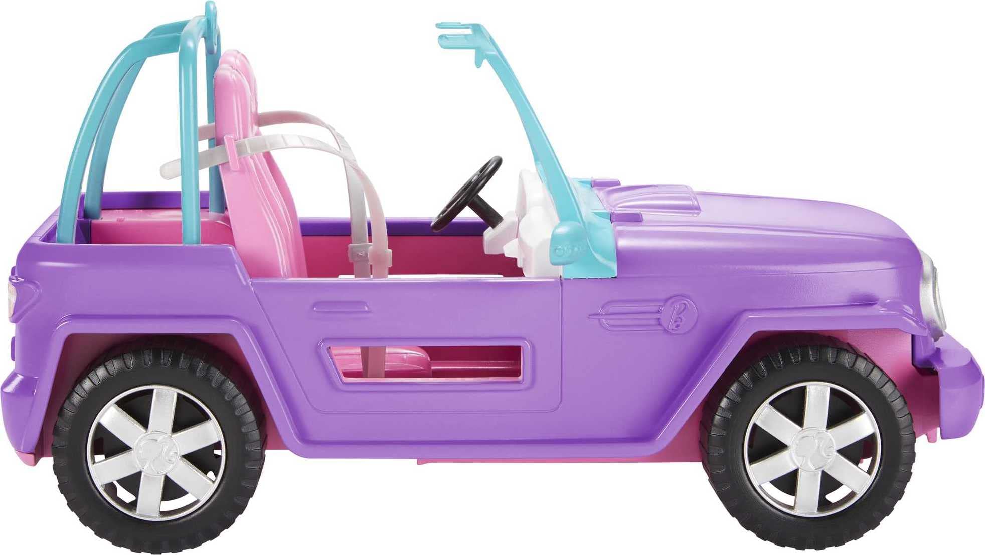 Barbie Toy Car, Doll-Sized SUV, Purple Off-Road Vehicle with 2 Pink Seats & Treaded, Rolling Wheels