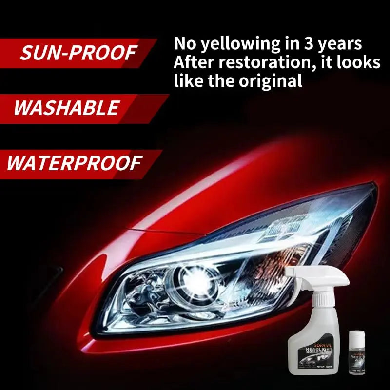 SOPAMI Automotive Headlight Restoration Kit Oxidized and Yellowed Automotive Headlamps Blurring Enhanced Crystallization Coating Refurbisher,Maximum Gloss & Shine – Extremely Hydrophobic