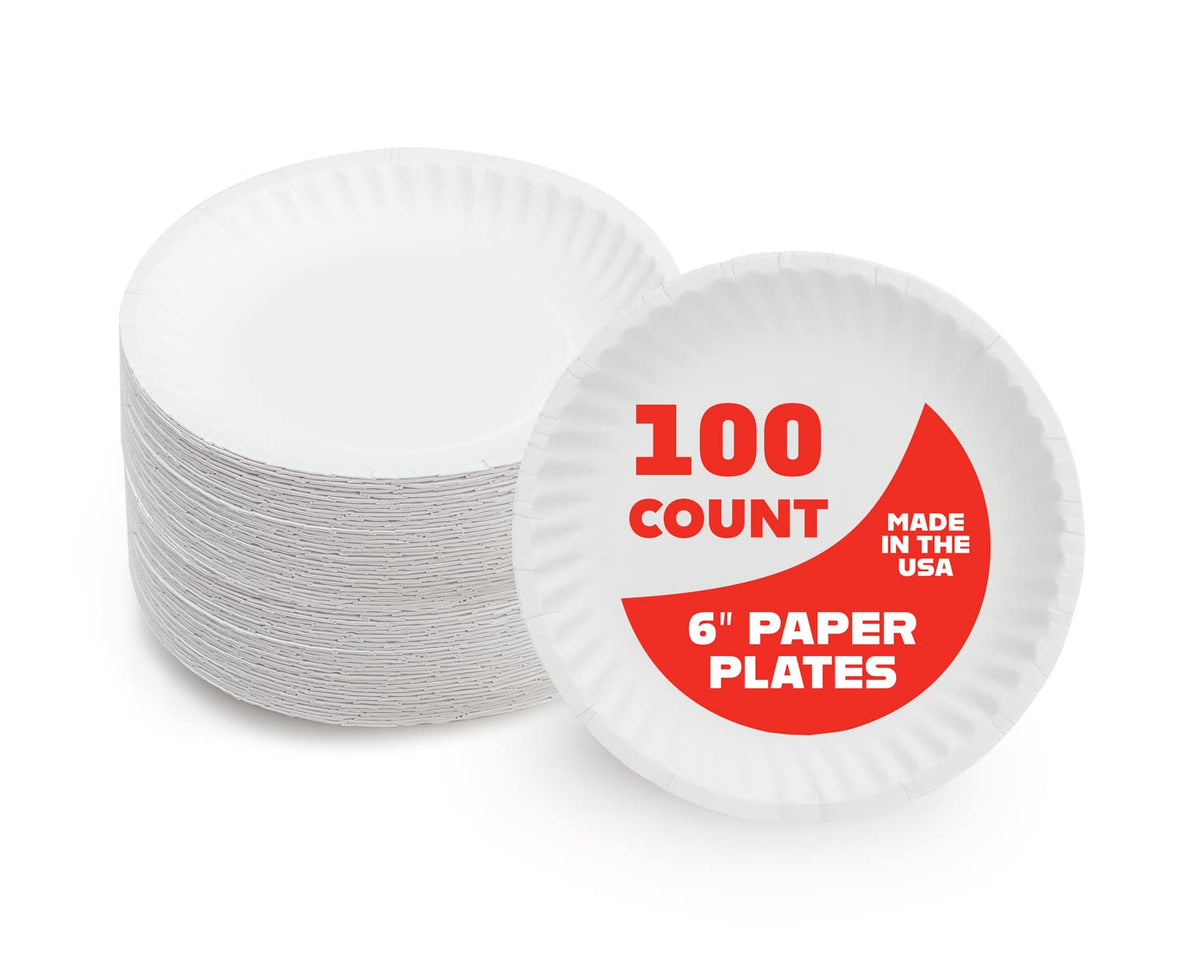 Hygloss Products Pappteller - Unbeschichteter weißer Teller - Für Lebensmittel, Veranstaltungen, Aktivitäten, Bastelprojekte und mehr - Umweltfreundlich - Recycelbar und Einweg - 15,24 cm - 100er-Pack