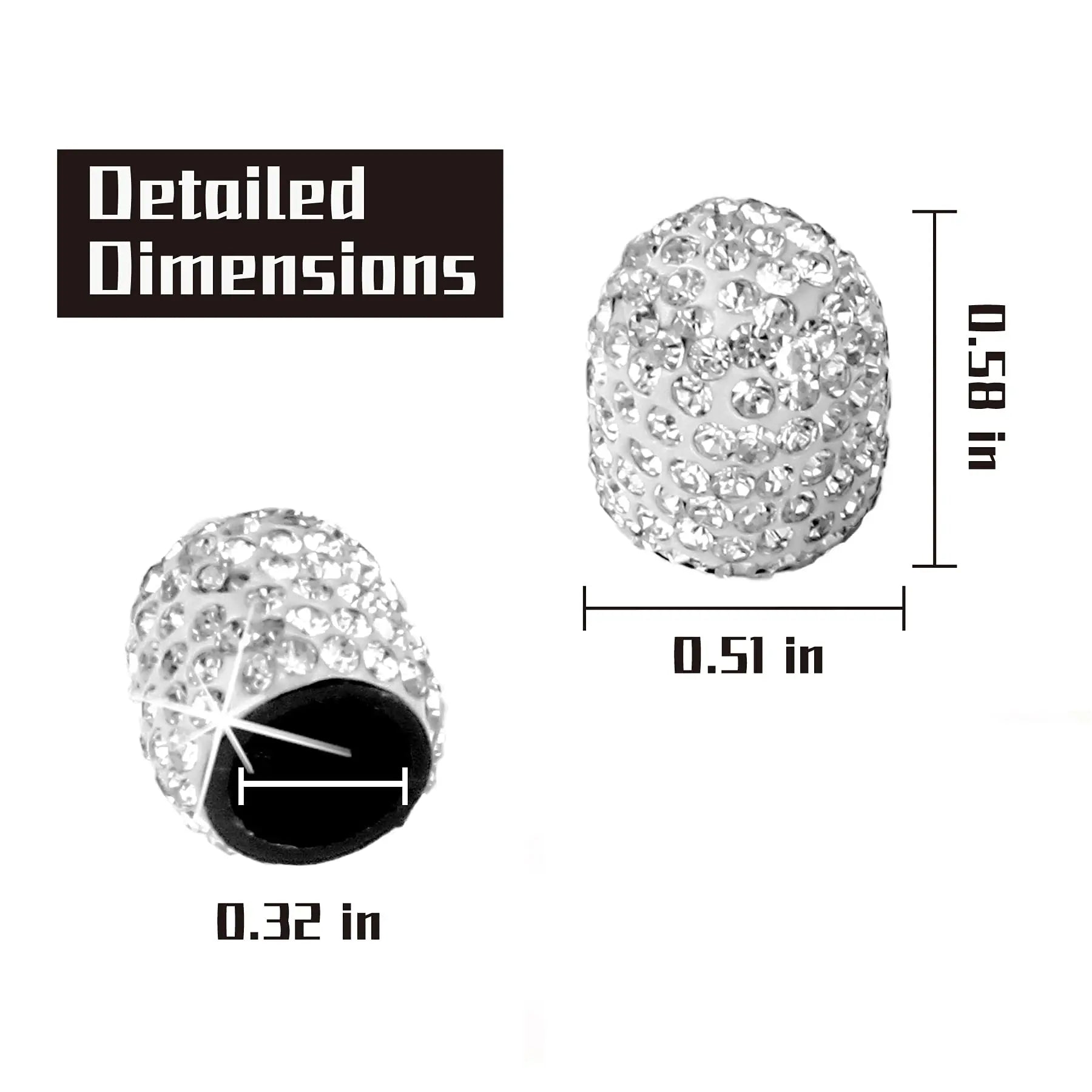 JUSTTOP 4 Pack Handmade Crystal Rhinestone Tire Valve Stem Caps, Wheel Tire Valve, Attractive Dustproof Bling Car Accessories, Universal for Cars, Trucks and Motorcycles-White