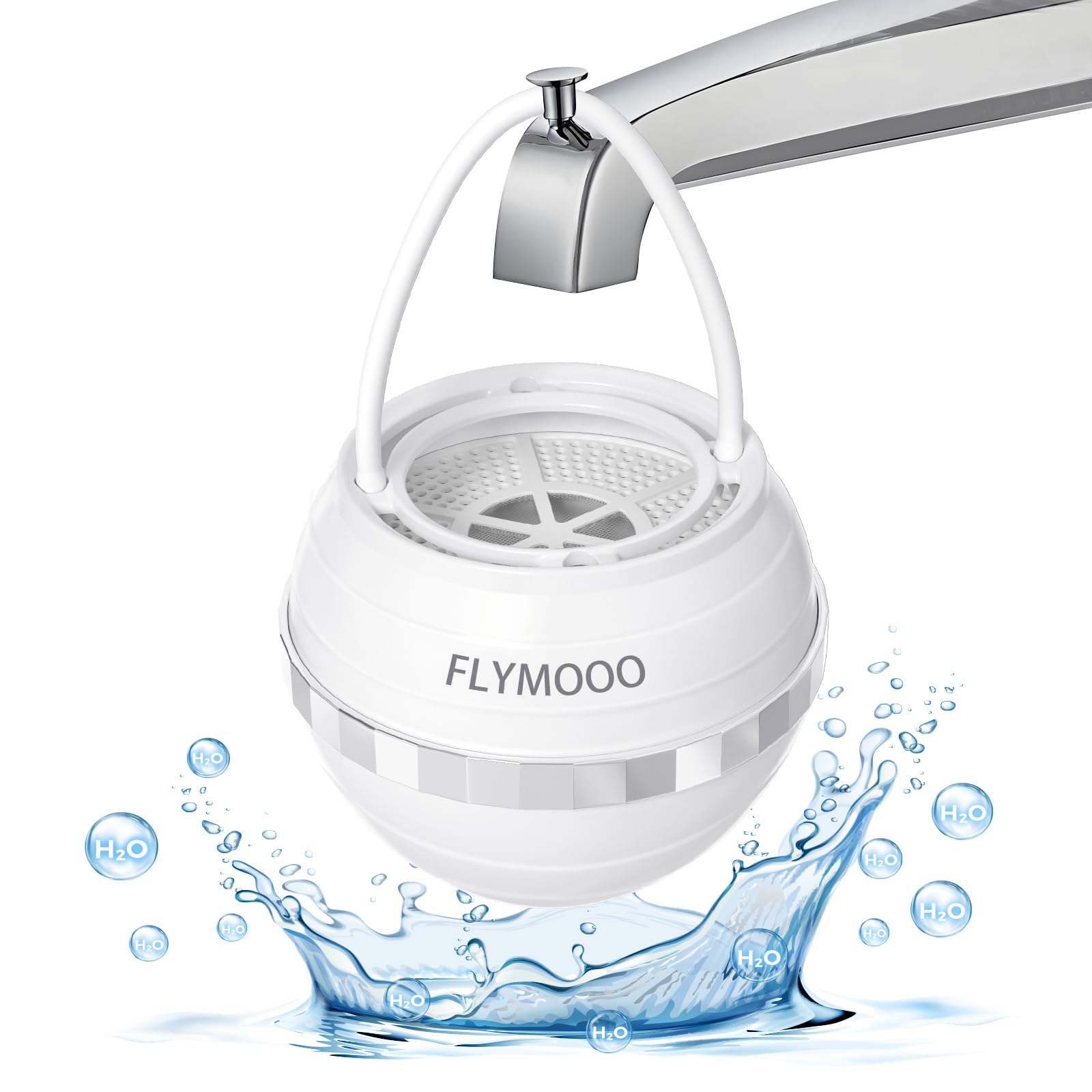 Bath Filter for Tub Faucet - 8 Stages Bathtub Water Filter Reduces Contaminants for Softer, Smoother Skin - 2,500 Gallons of Filtration, BPA Free (White)