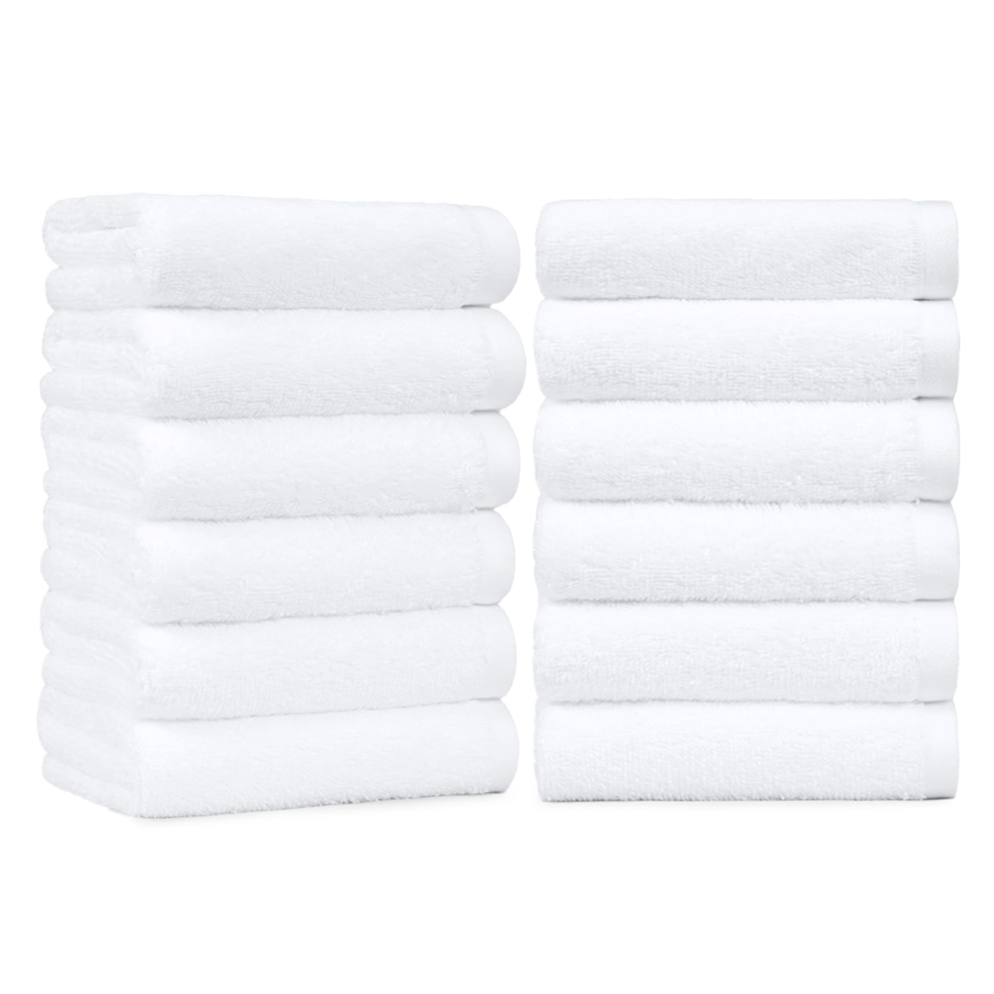 Basics Soft and Thick Cotton Hand Towels, 16 x 26 in, White, 12-Pack