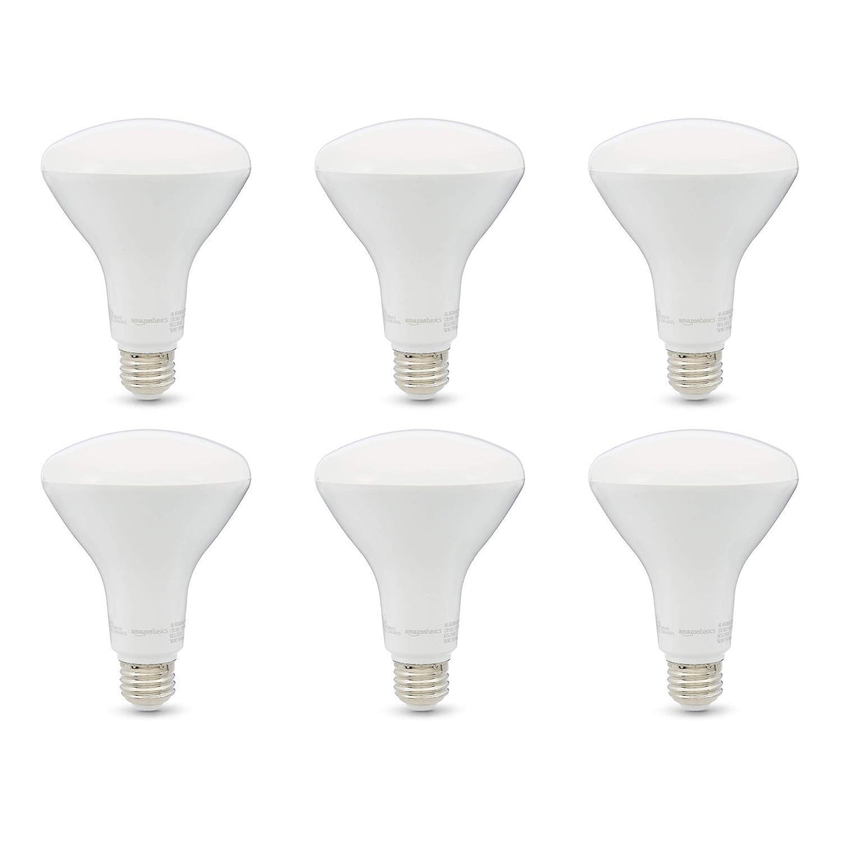 Basics BR30 LED Light Bulbs, Energy Efficient, Dimmable, E26 Standard Base, 65 Watt Equivalent, 11W, 10,000 Hour Lifetime, Soft White 2700K, 6-Pack of Bulbs
