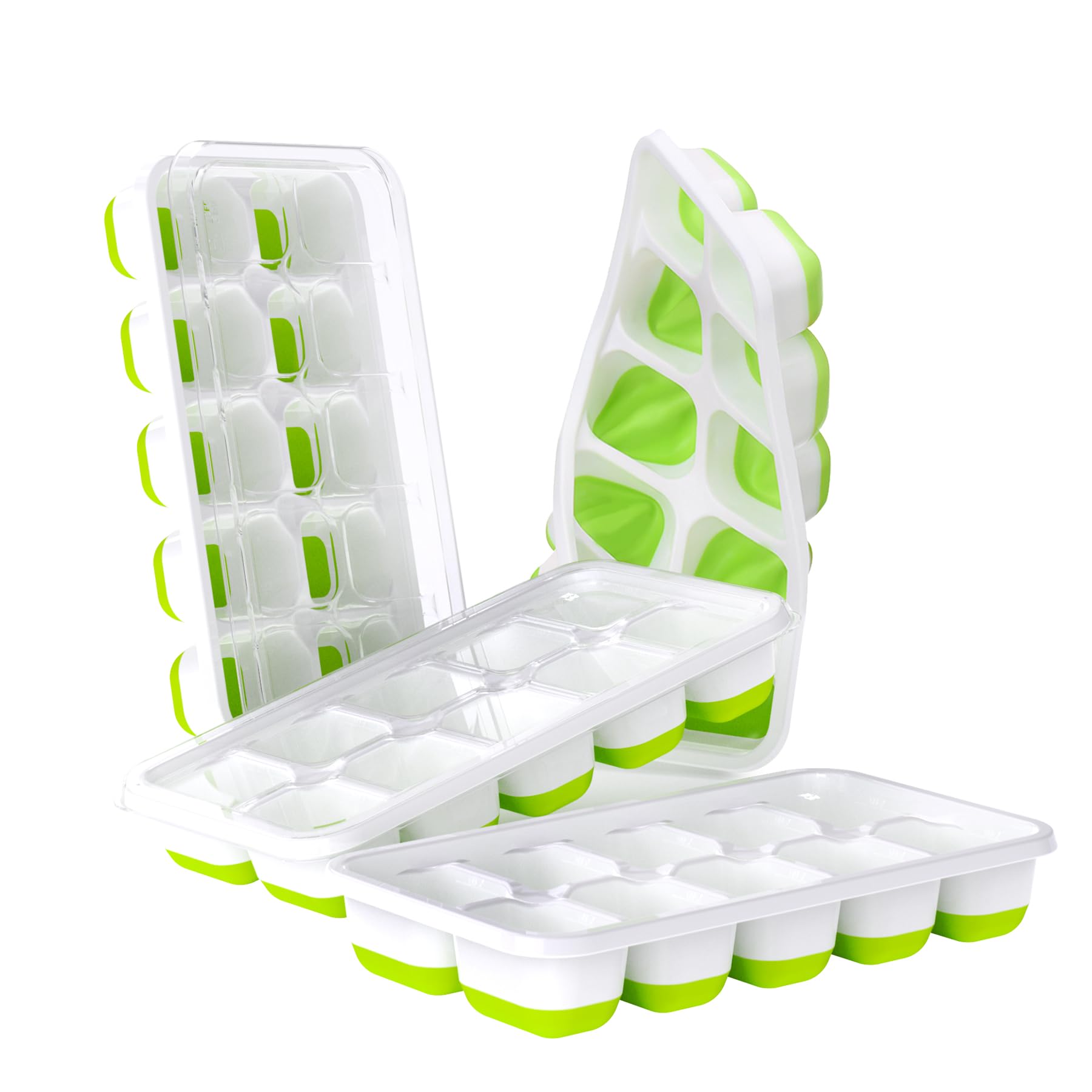 DOQAUS Ice Cube Trays 4 Pack, 40 pcs Silicone Ice Cubes Tray Maker with Spill-Resistant Removable Lid, Easy Release & Pop out, LFGB and BPA Free, Stackable Flexible, for Soup, Food, Cocktail, Coffee