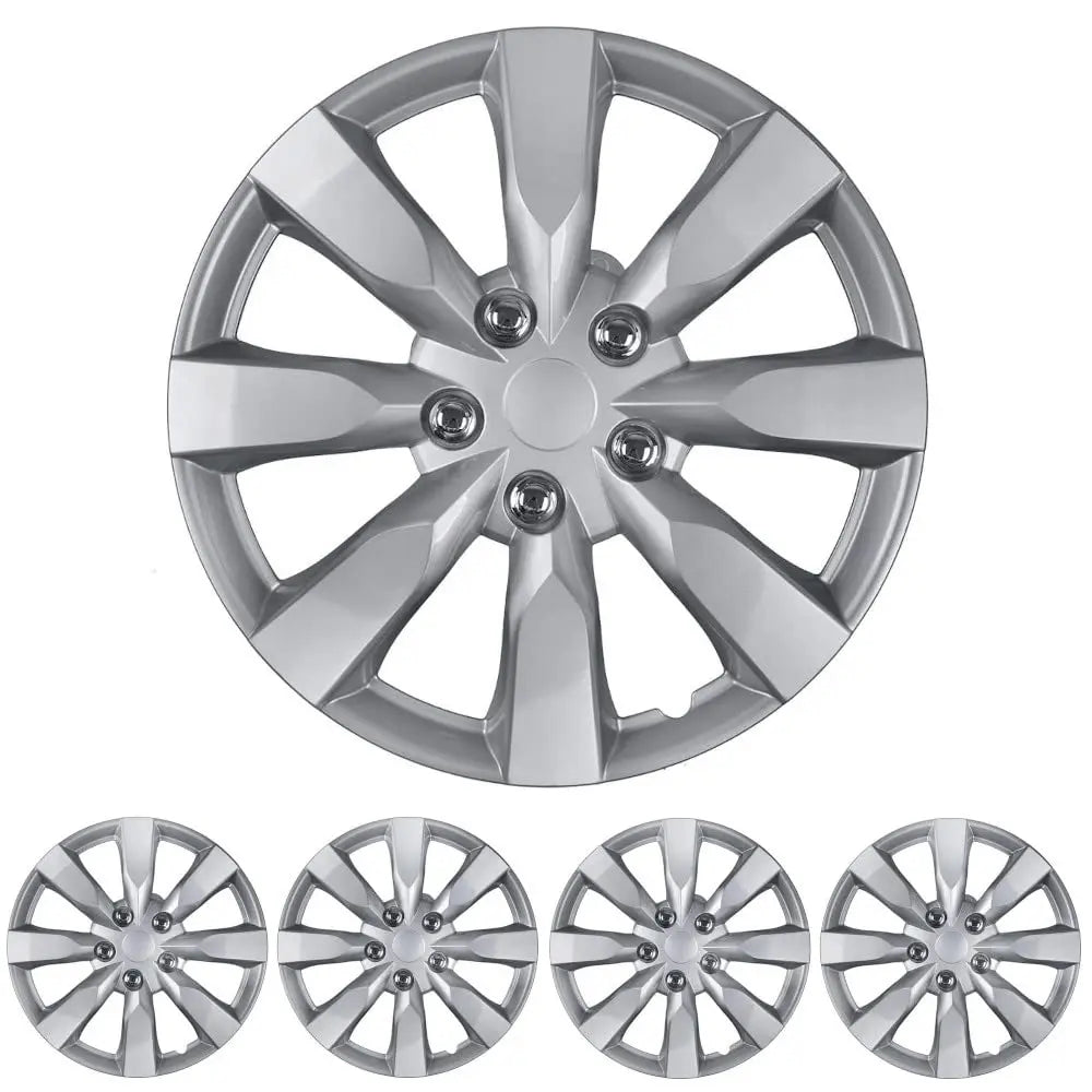 BDK (4-Pack) Premium 16" Wheel Rim Cover Hubcaps OEM Style Replacement Snap On Car Truck SUV Hub Cap - 16 Inch Set, Abs,Steel, Acrylonitrile Butadiene Styrene