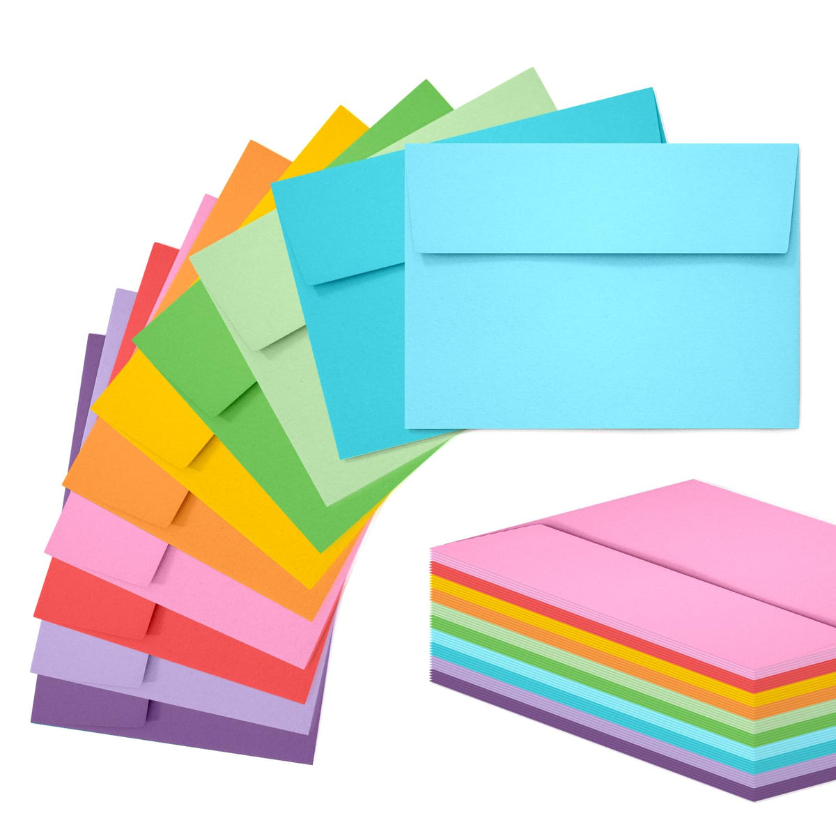 Slapaflife 50 Pack 5x7 Envelopes, 5x7 Colored Self-Seal Envelopes for Invitations, postcard, Wedding,Greeting Cards,Photos