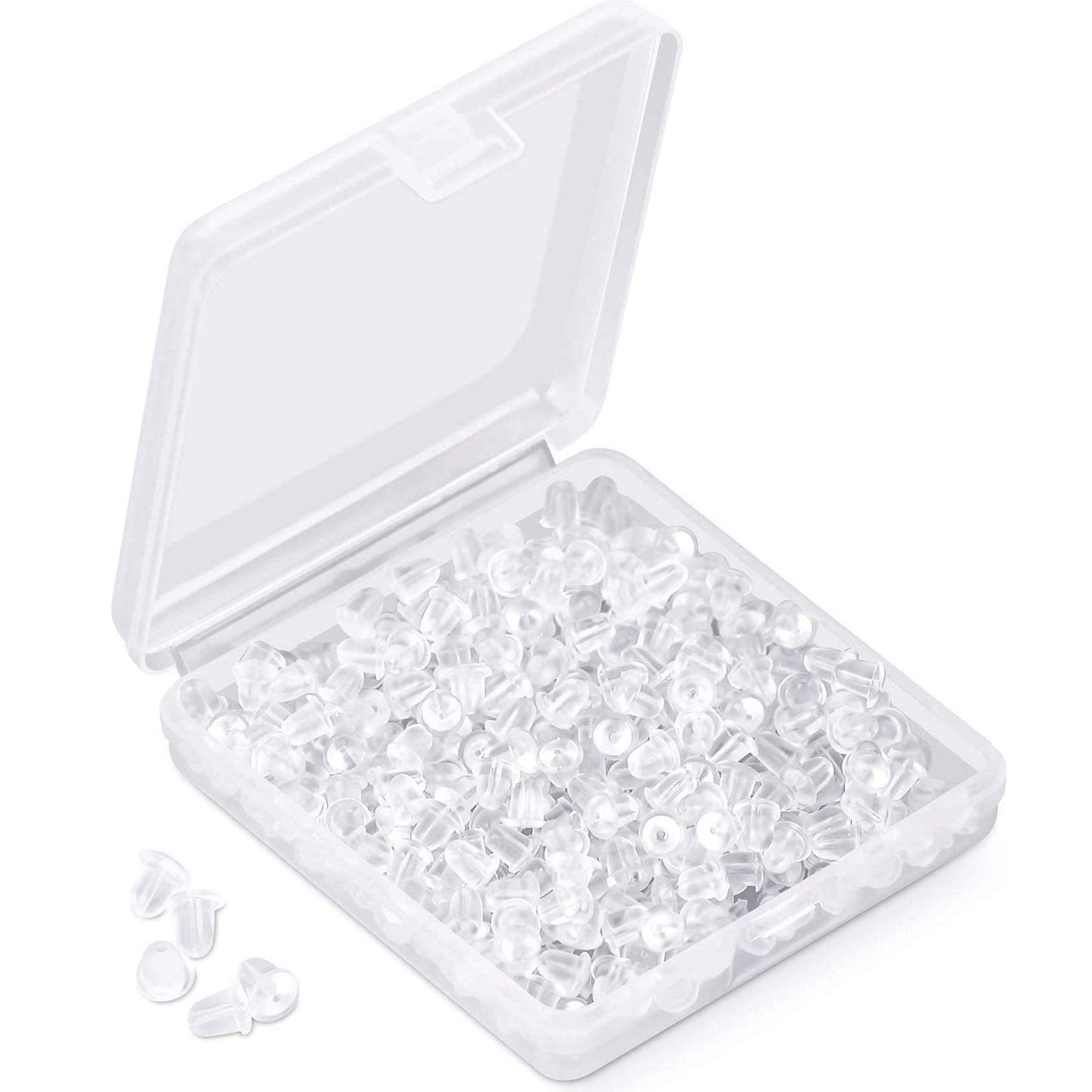 iBayam Silikon-Ohrringstopper, 1200 Stück, weich, klar, Ohrring-Sicherheits-Pads, Stopper, Kupplungsstopper, Ersatz für Fischhaken-Ohrringe, Stecker, Creolen, Durchmesser 4 mm