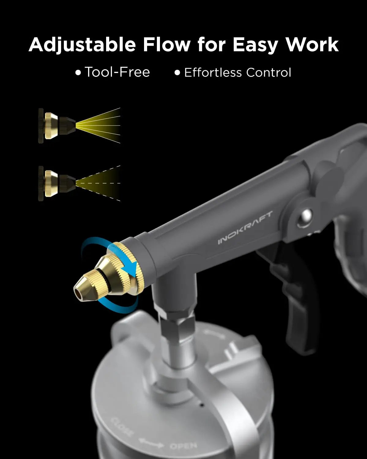 InoKraft Undercoating Spray Gun with Suction Feed Cup, 360° & Straight Spray Hoses, for Truck Bed Liner Coating, Rubberized Undercoat, Rust Proofing
