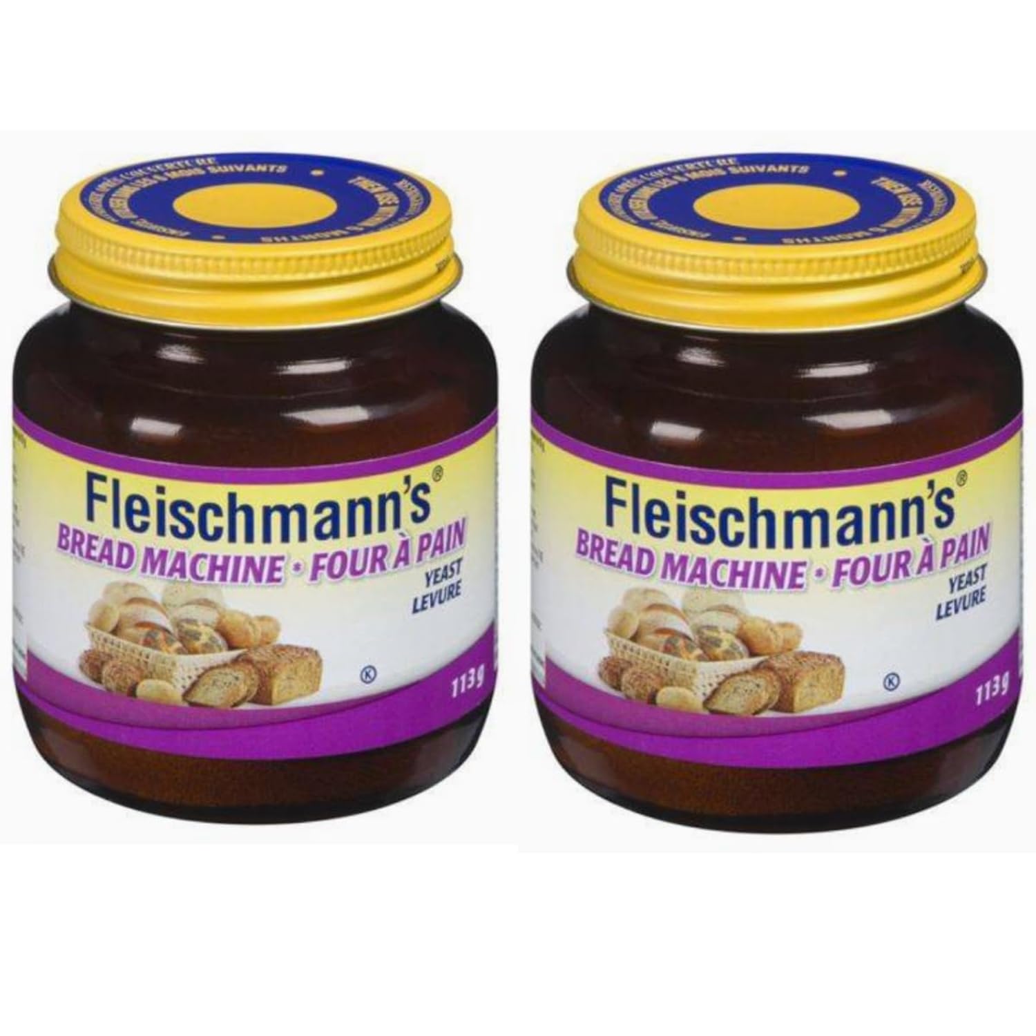 Fleischmann's Brotbackautomatenhefe, Auch ideal für alle Schnellkochrezepte, Entspricht 16 Beuteln, 113g Glas (2er-Pack)