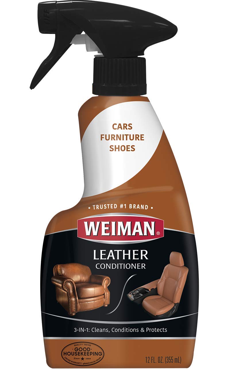 Weiman Lederreiniger und -pfleger für Möbel – Reinigt, pflegt und restauriert Lederoberflächen – UV-Schutzmittel beugen Rissen oder Ausbleichen von Autositzen, Schuhen und Handtaschen aus Leder vor