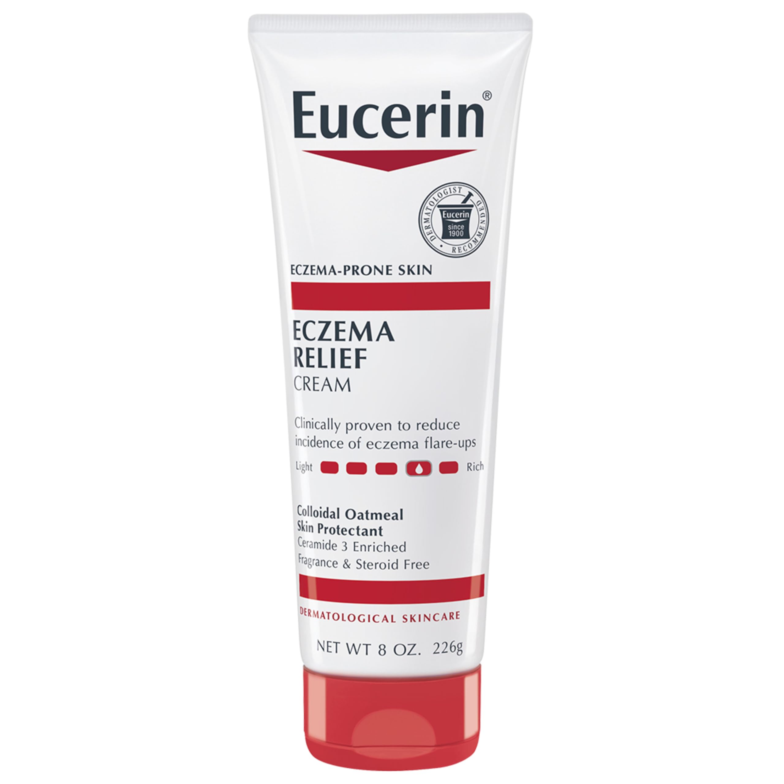 Eucerin Eczema Relief Cream, Ganzkörperlotion, feuchtigkeitsspendende Ekzemcreme mit kolloidalem Hafermehl (Hautschutz) und Ceramid 3, 226 g Tube