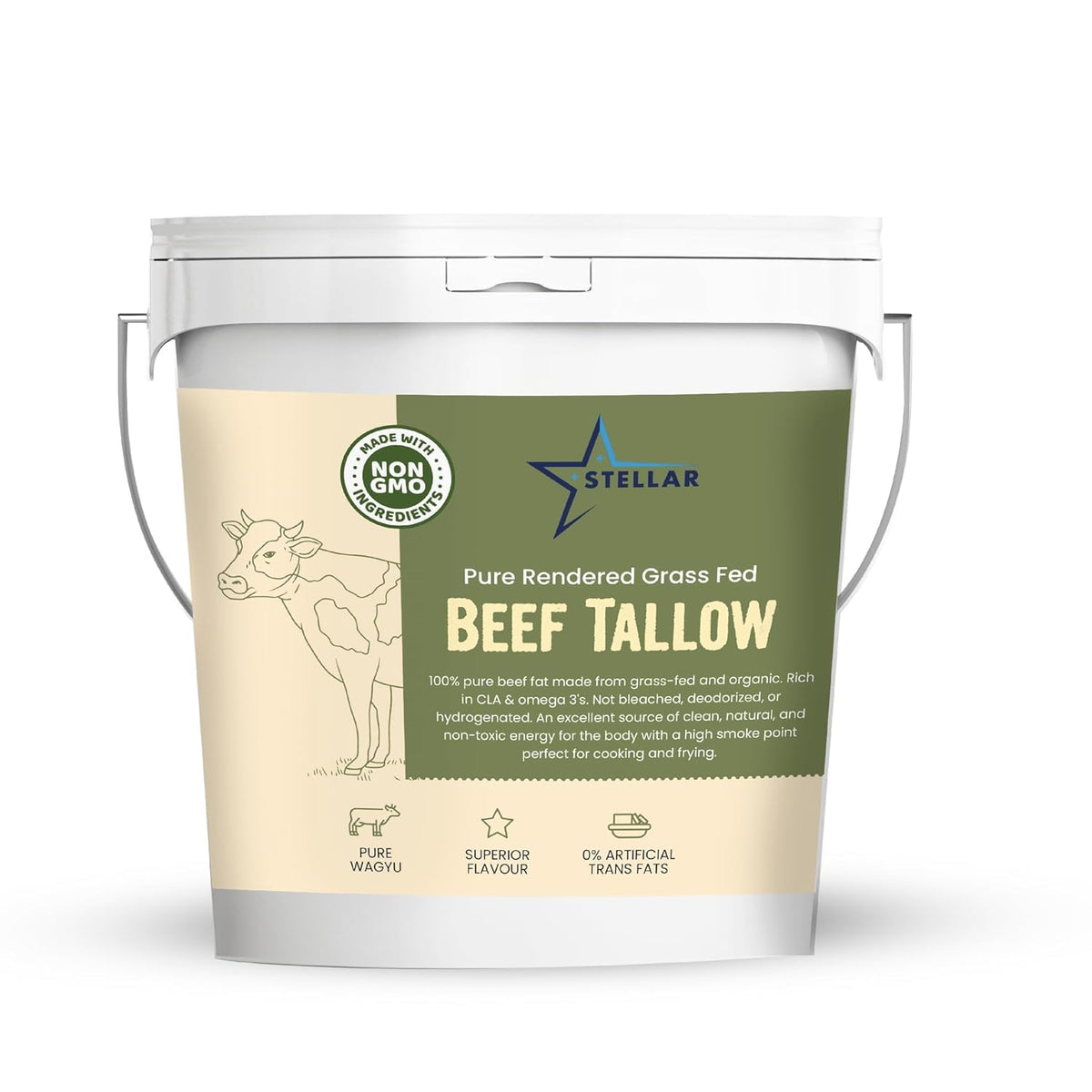 Stellar – Rindertalg – 100 % Weidehaltung & -mast – Ideal zum Kochen, Backen und Braten – Lebensmittelqualität – 1,36 kg