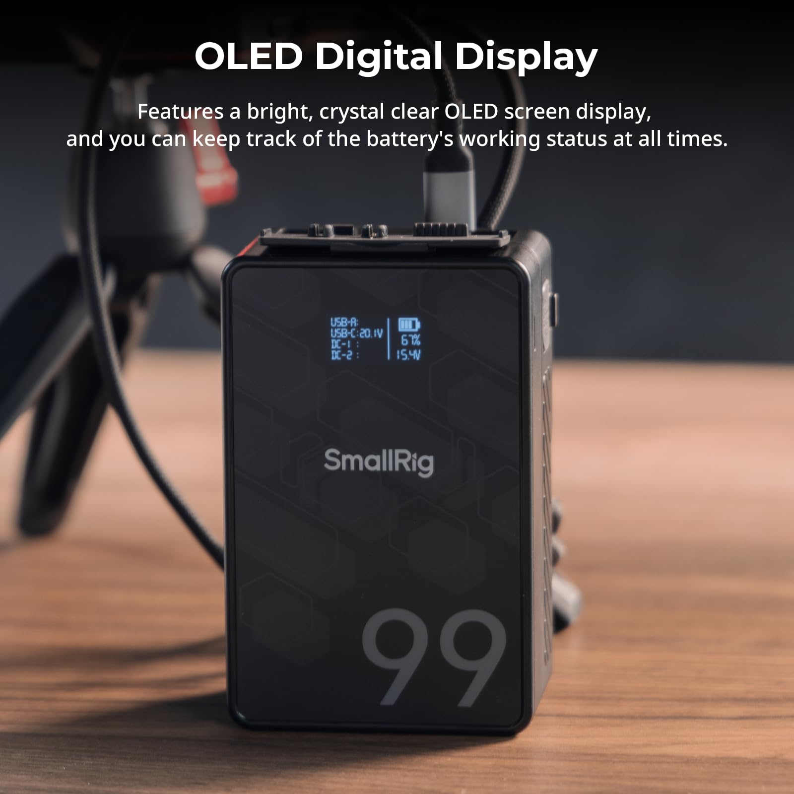 SMALLRIG V Mount Battery VB99 SE, 99Wh / 6800mAh V Mount Battery with 65W Output, 2.5H Full Charge, with USB-C, D-TAP, USB-A, Dual DC Ports, OLED Screen, for Camera, Camcorder, Monitor, Video Light