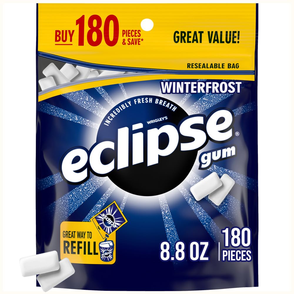 ECLIPSE Winterfrost Kaugummi zuckerfrei, Großpackung Kaugummi, 250 g (Beutel mit 180 Stück)