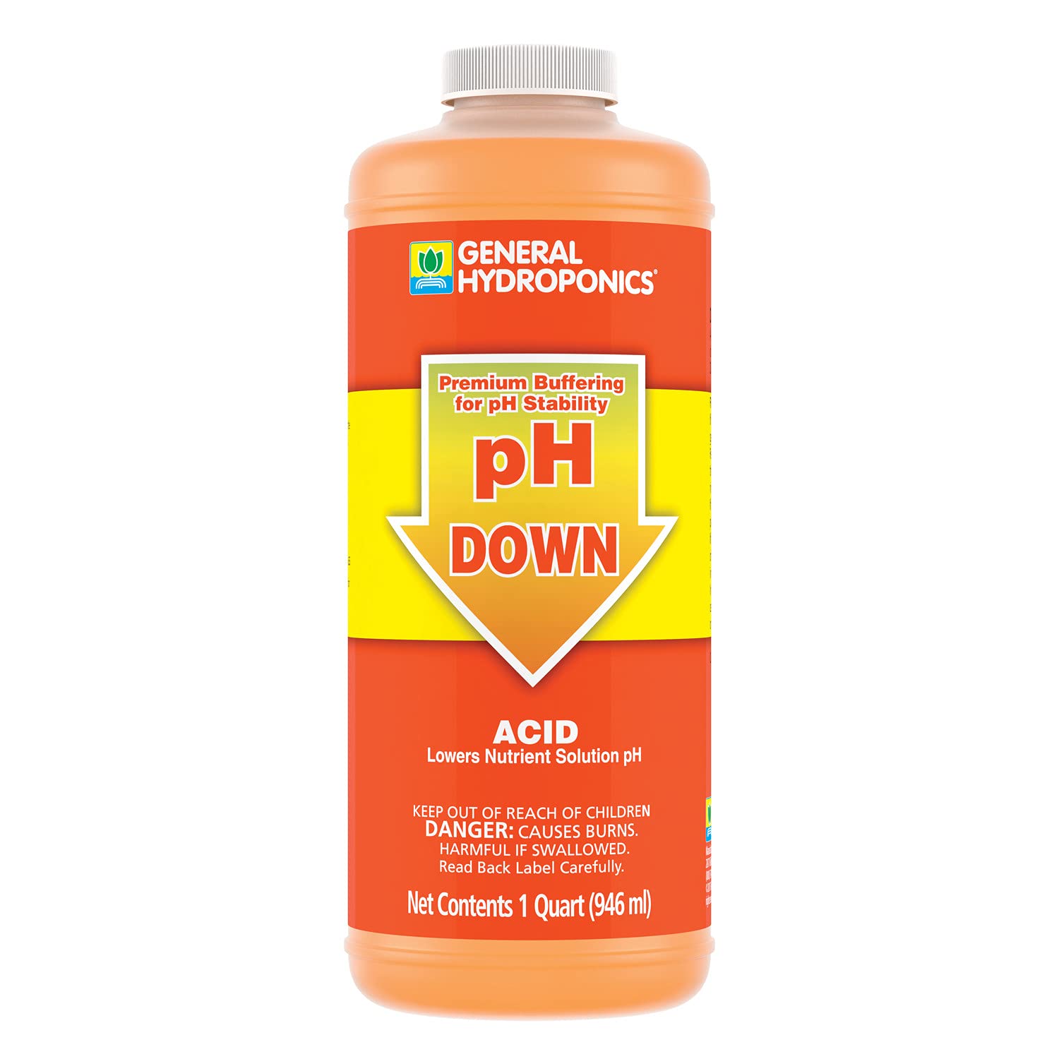 General Hydroponics pH Down Liquid Premium Pufferlösung für pH-Stabilität, Quart