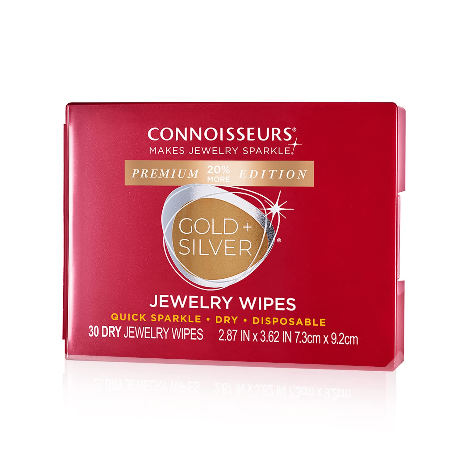 CONNOISSEURS Premium Edition Jewelry Wipes for Gold & Silver Jewelry - 30 Pack - Dry and Disposable - Clean, Polish, and Remove Tarnish