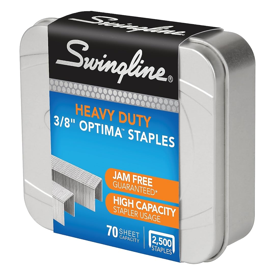 Swingline Staples, Premium High Capacity for Desktop Staplers, 3/8" Length, 125/Strip, 2500/Box, Jam Free, Optima (35550)