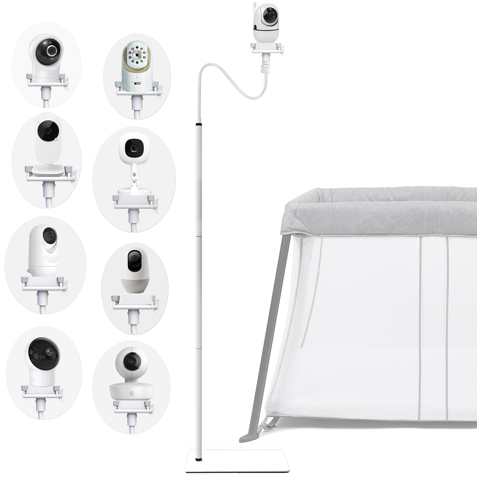 EYSAFT Baby Monitor Floor Stand Holder Mount Compactible for Nanit Pro & Flex Stand,Infant Optics DXR-8 Pro,VTech VM901/VM819/RM7764,Momcozy,HelloBaby,eufy E110,nooie IPC100,Motorola VM75/VM50G/VM44