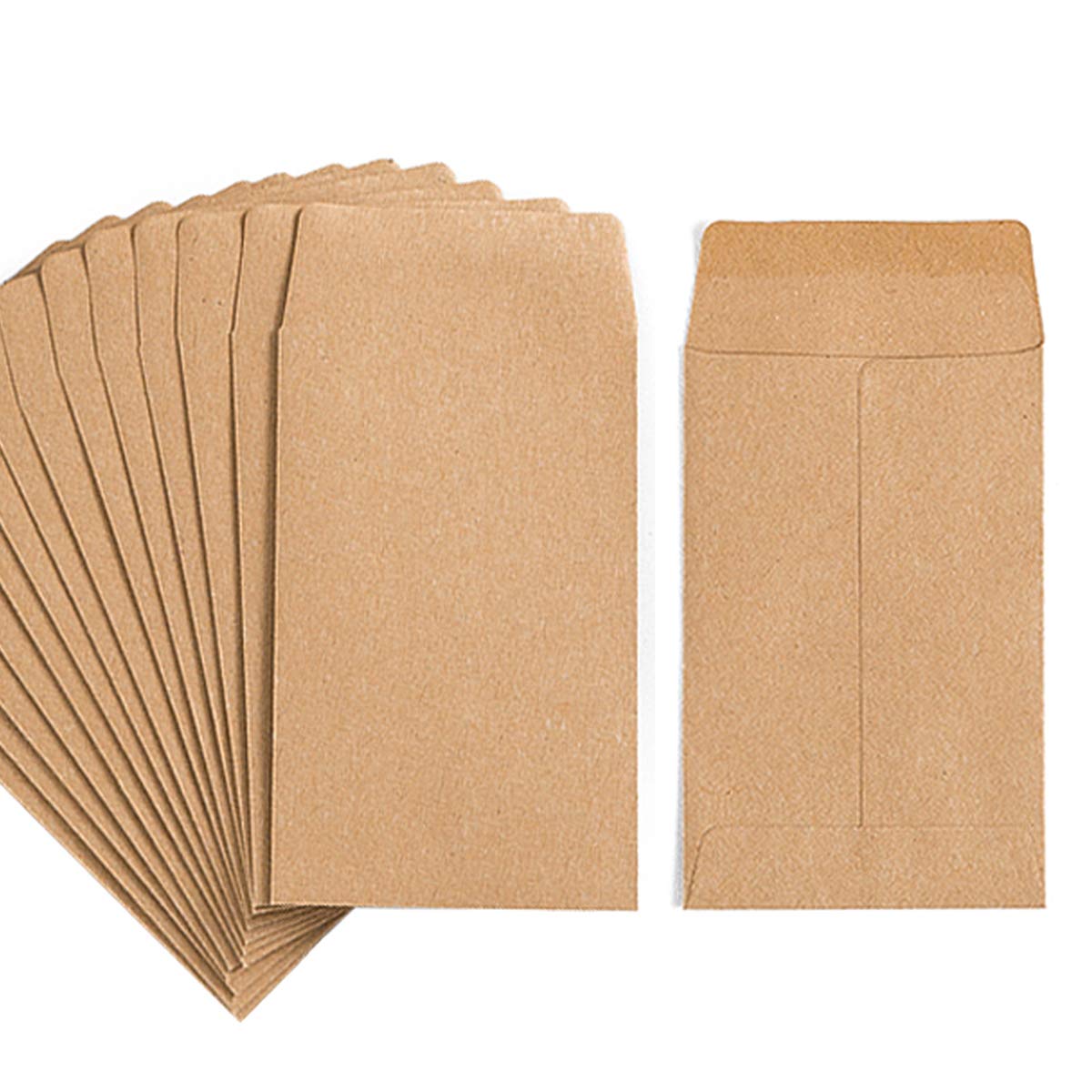100 Pack Small Coin Envelopes Self-Adhesive Kraft Paper Seed Envelopes Mini Parts Small Items Stamps Storage Packets Envelopes for Garden, Office or Wedding Gift(2.25"x3.5") (100)