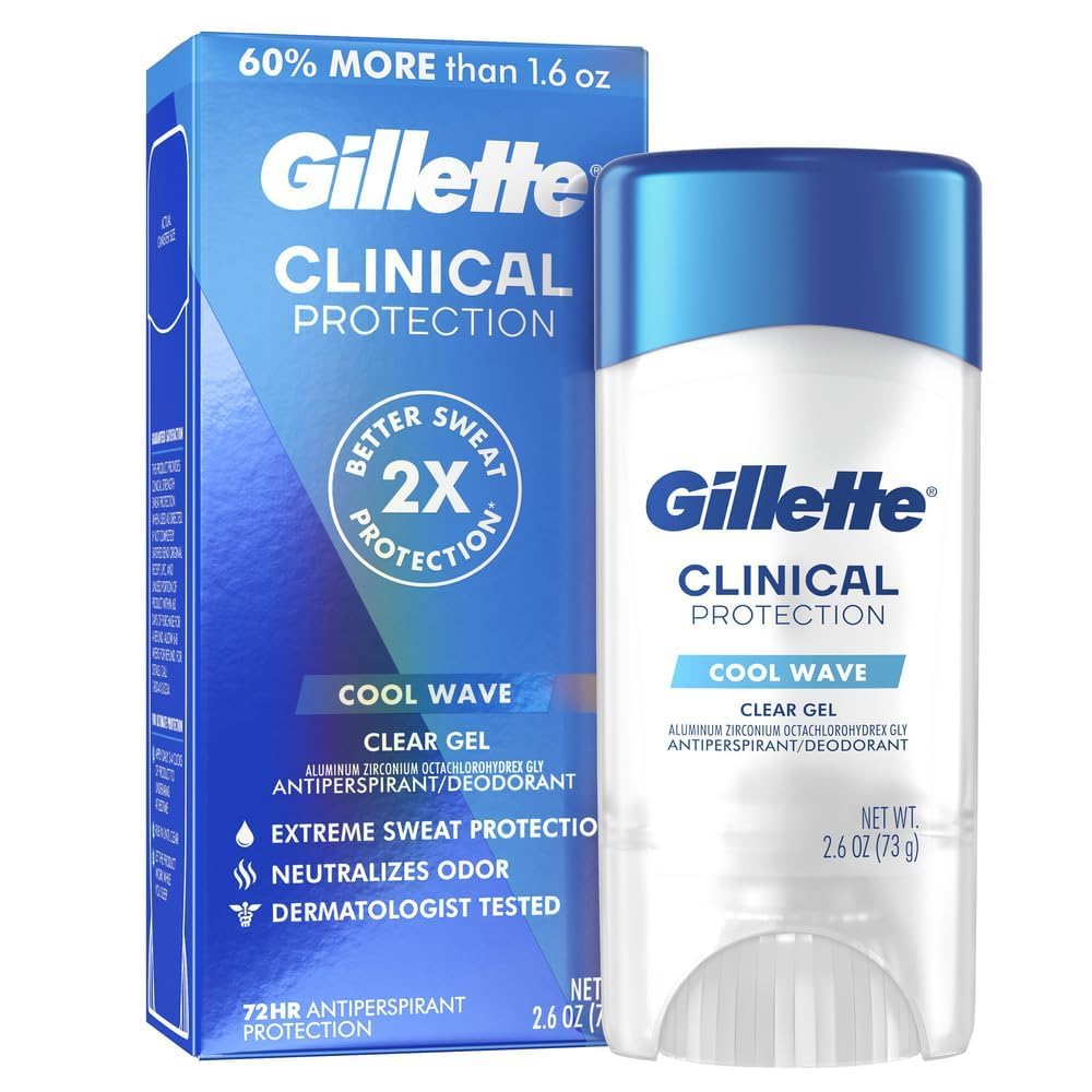 Gillette Clinical Antitranspirant und Deodorant für Männer, 72h Schweiß- und Geruchsschutz, langanhaltende Frische, Anti-Weißflecken-Technologie, Transparentes Gel, Cool Wave Duft, 73g